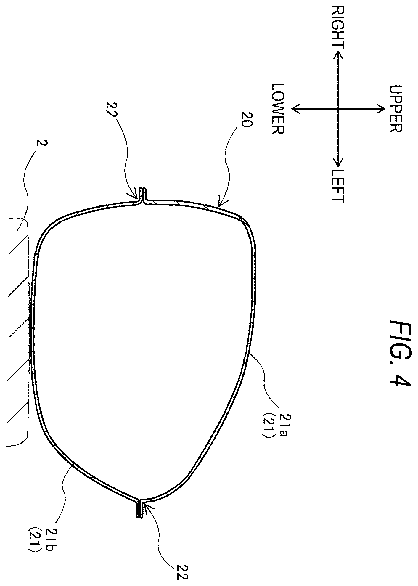 Patent US12612008 Figure 4 – Pedestrian protection airbag and pedestrian airbag device