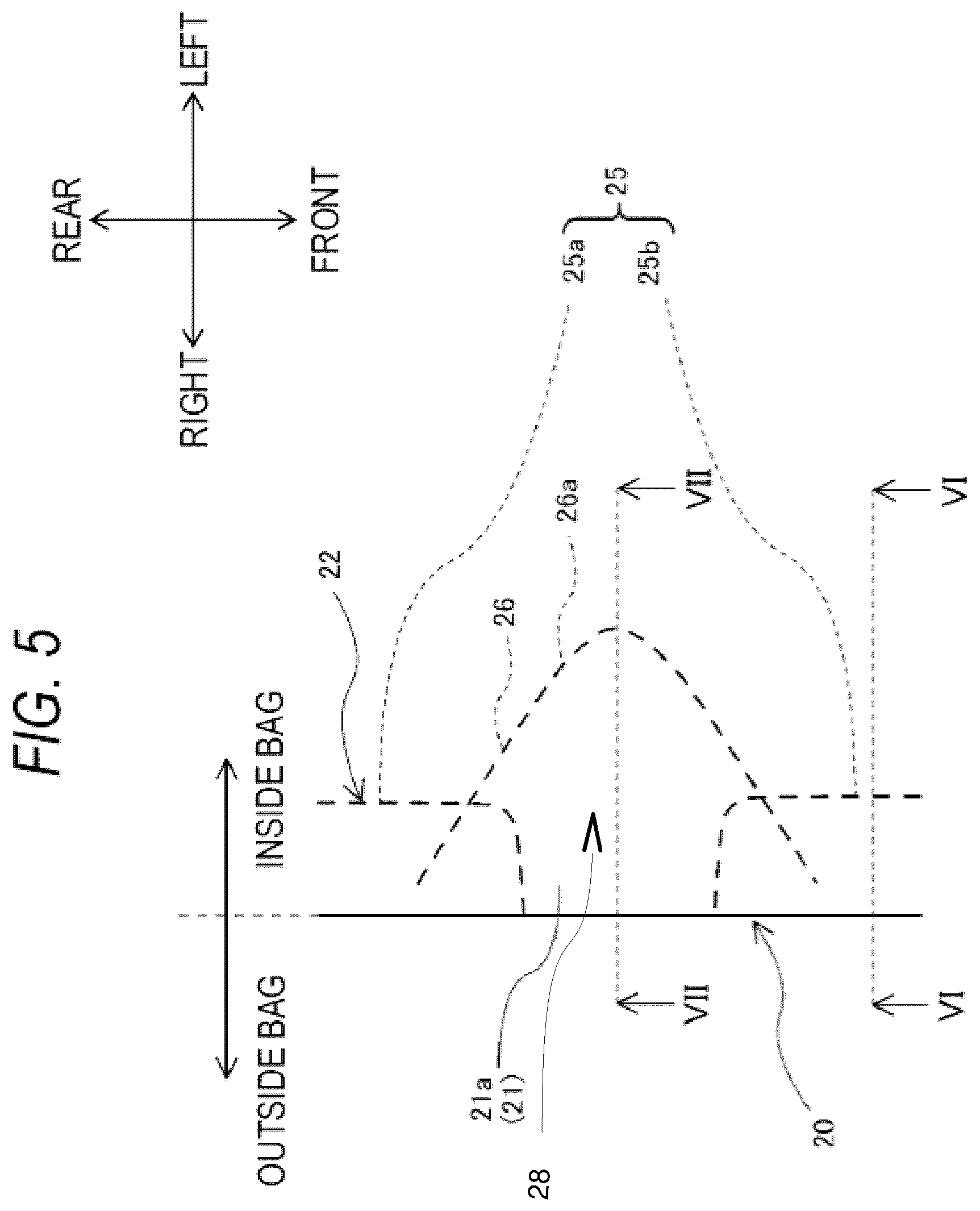 Patent US12612008 Figure 5 – Pedestrian protection airbag and pedestrian airbag device