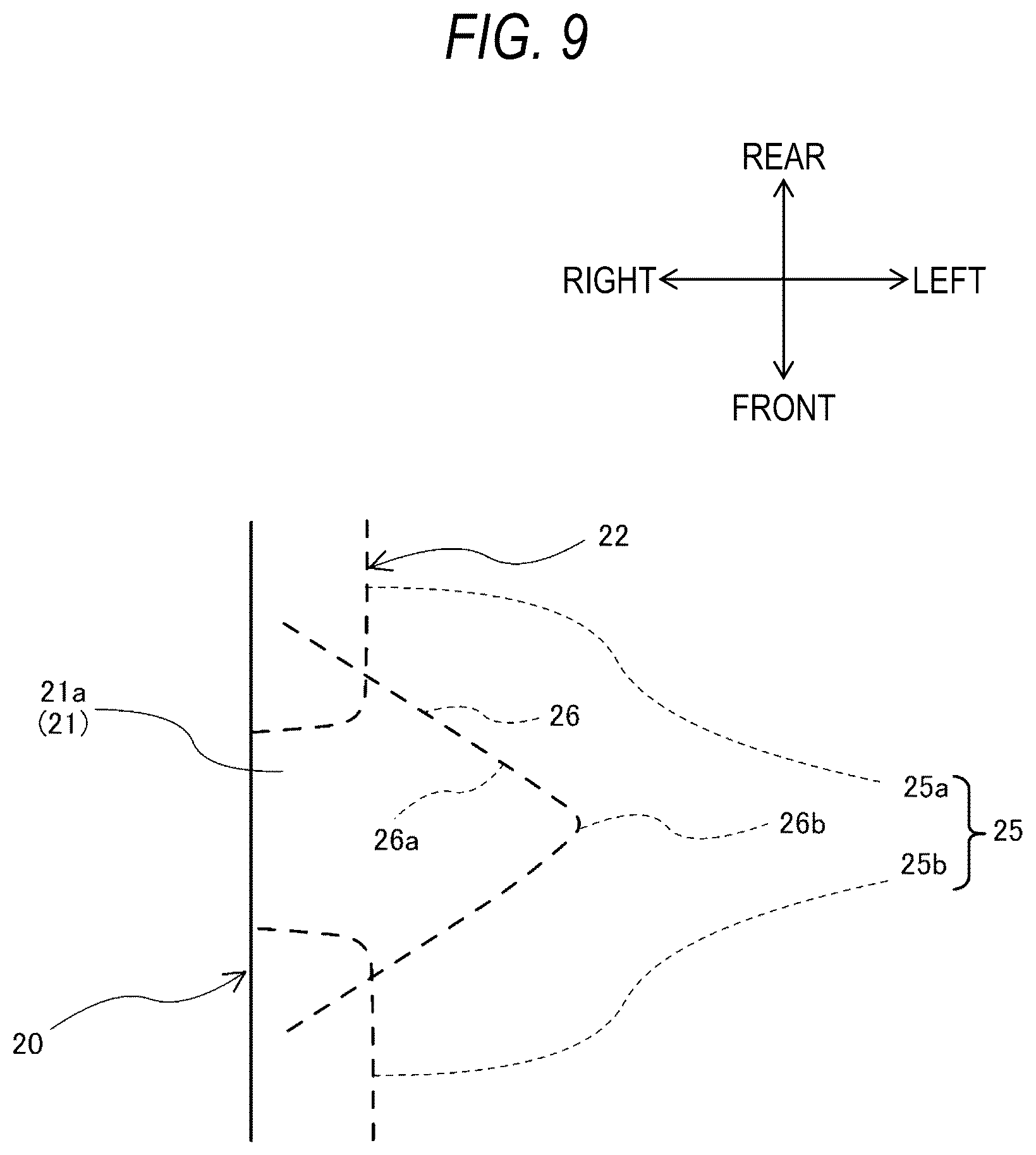 Patent US12612008 Figure 9 – Pedestrian protection airbag and pedestrian airbag device