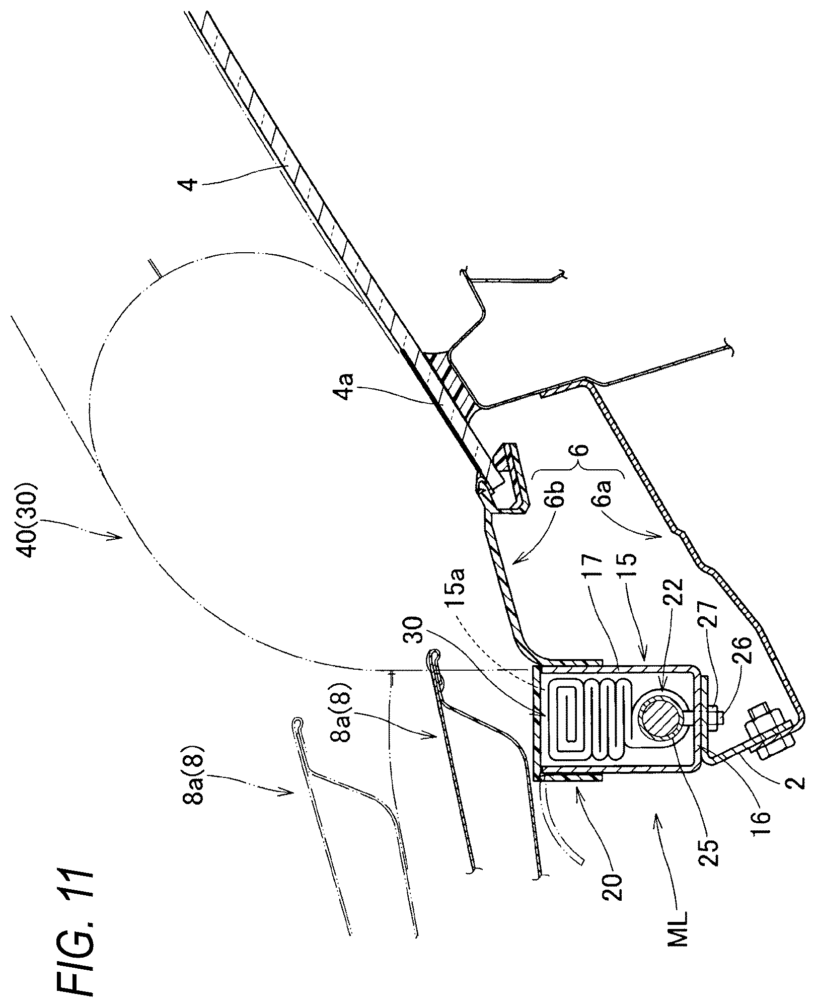 Patent US12612008 Figure 11 – Pedestrian protection airbag and pedestrian airbag device