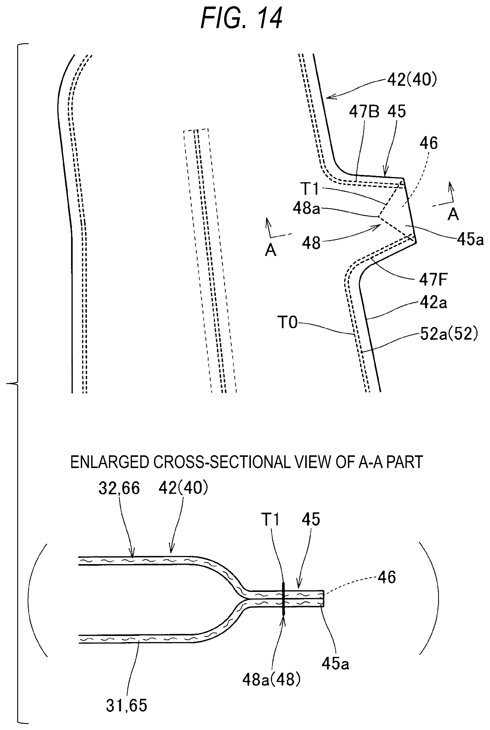 Patent US12612008 Figure 14 – Pedestrian protection airbag and pedestrian airbag device