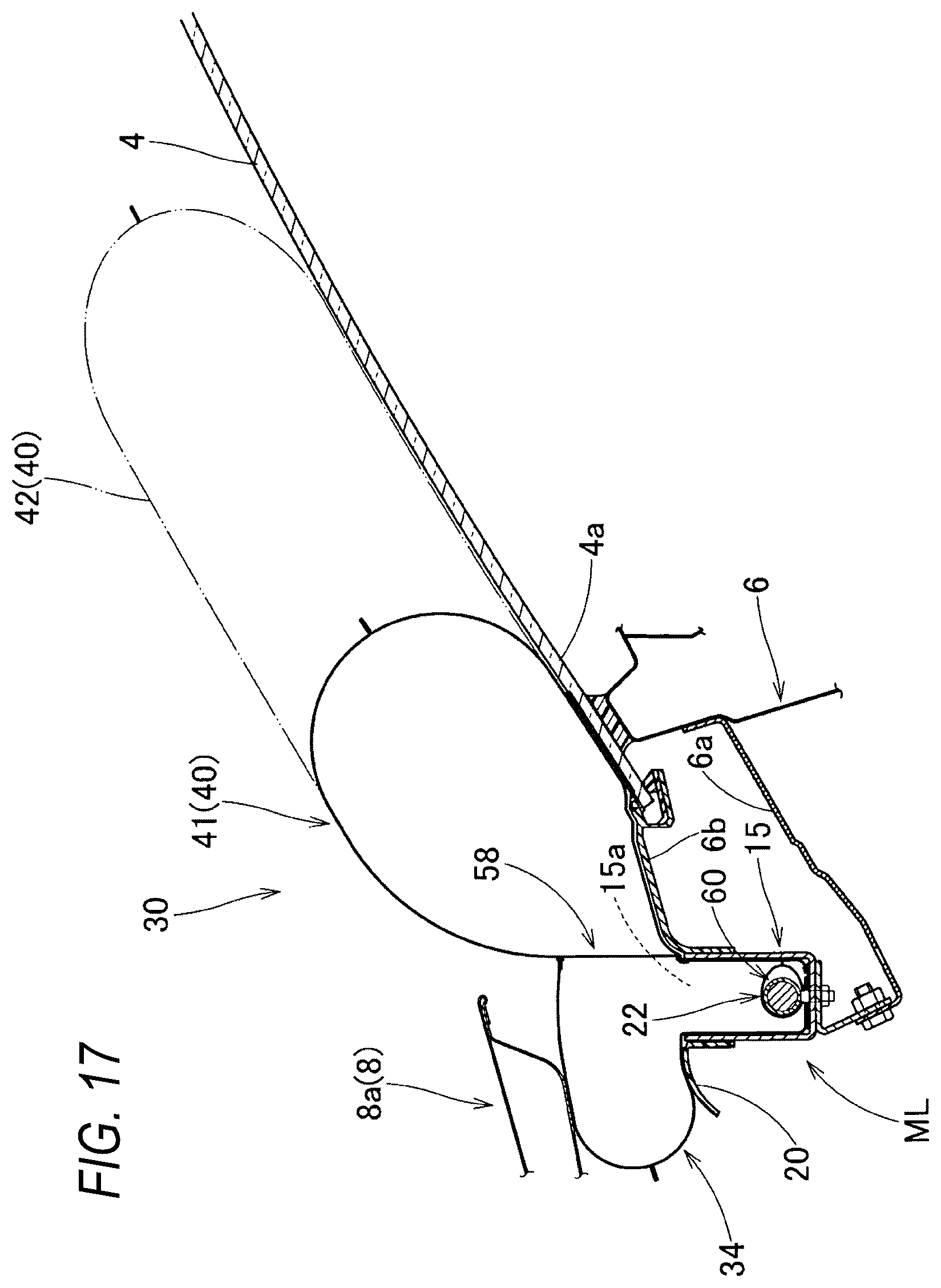 Patent US12612008 Figure 17 – Pedestrian protection airbag and pedestrian airbag device