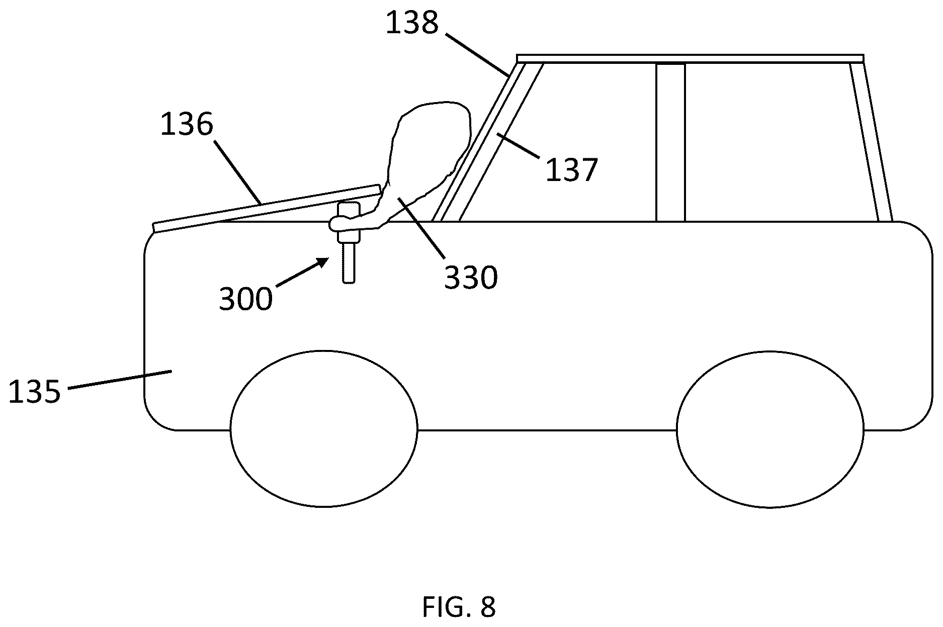 Patent US12612009 Figure 16 – Vehicle hood lifter and airbag assembly