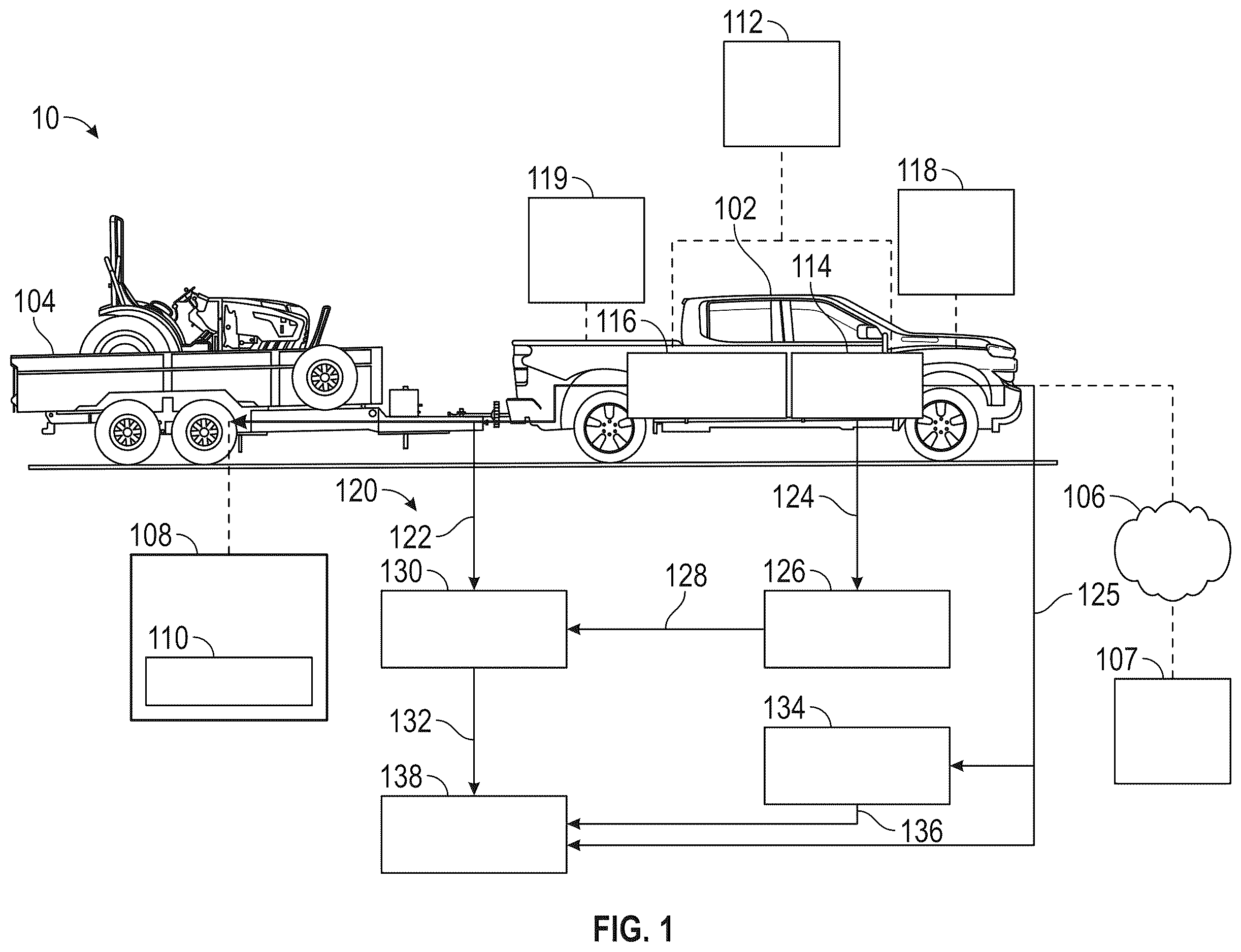 Patent US12612018 Figure 1 – Methods and systems for evaluating trailer braking system performance and conditions
