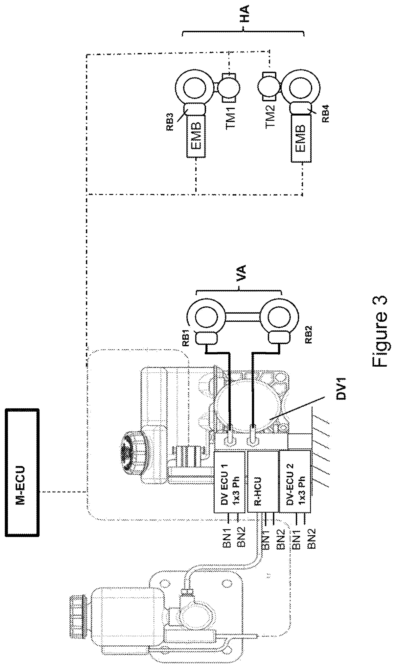 Patent US12612021 Figure 5 – Redundant braking system having pressure supply for electric vehicles and vehicles having autonomous driving of level 3 (HAD) to level 4 (FAD)