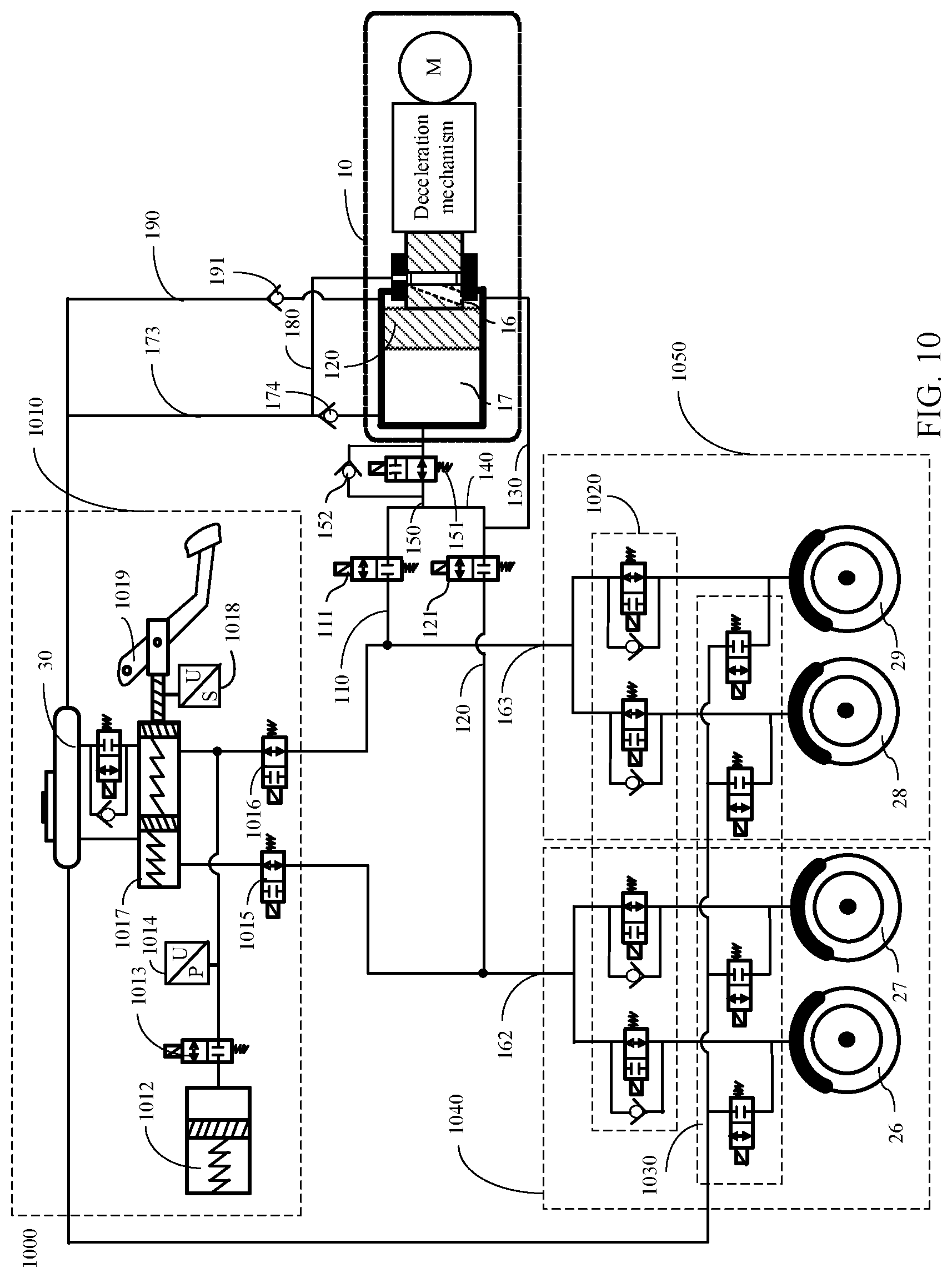 Patent US12612023 Figure 9 – Hydraulic control unit, braking system, and control method