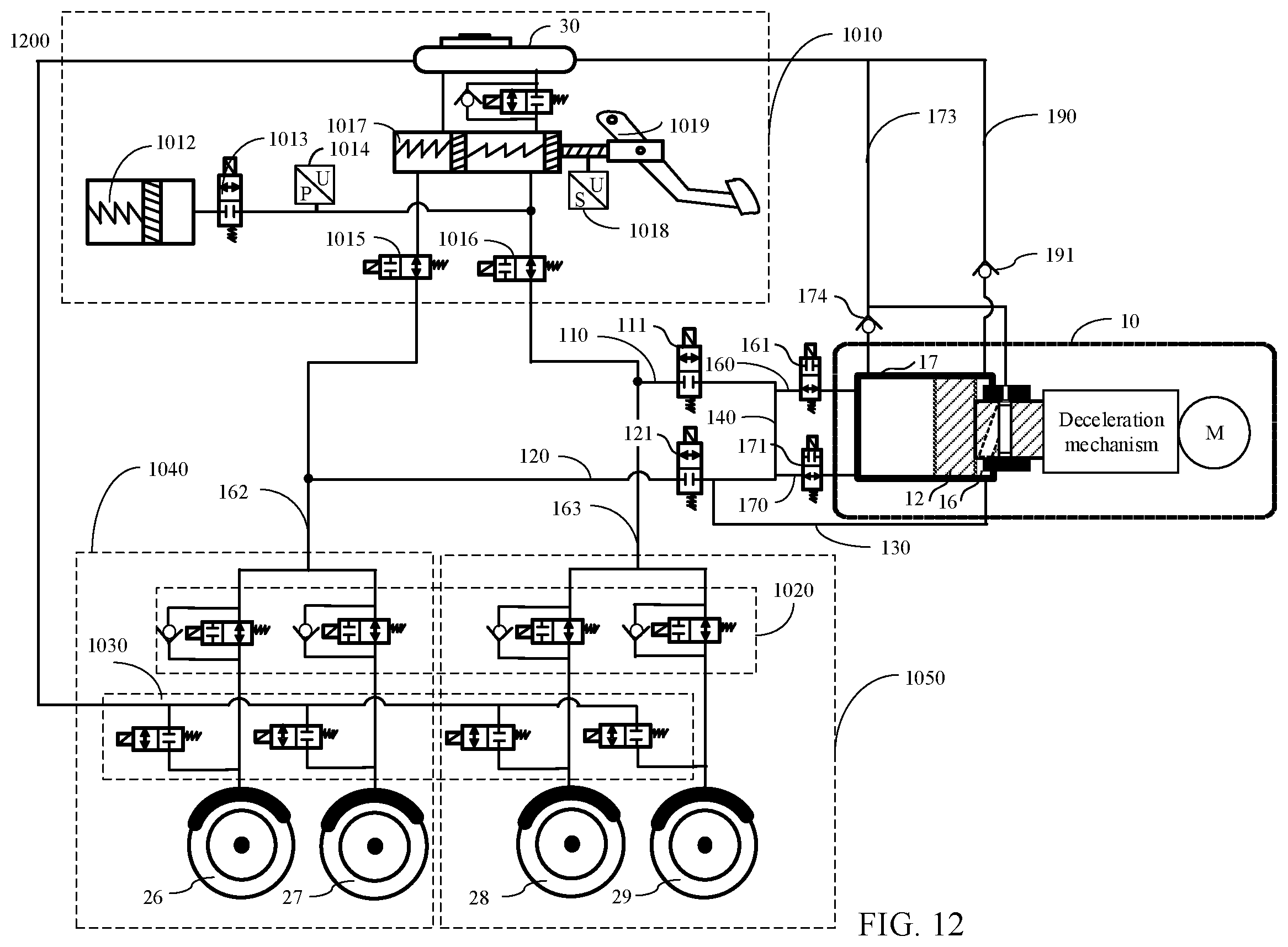 Patent US12612023 Figure 11 – Hydraulic control unit, braking system, and control method