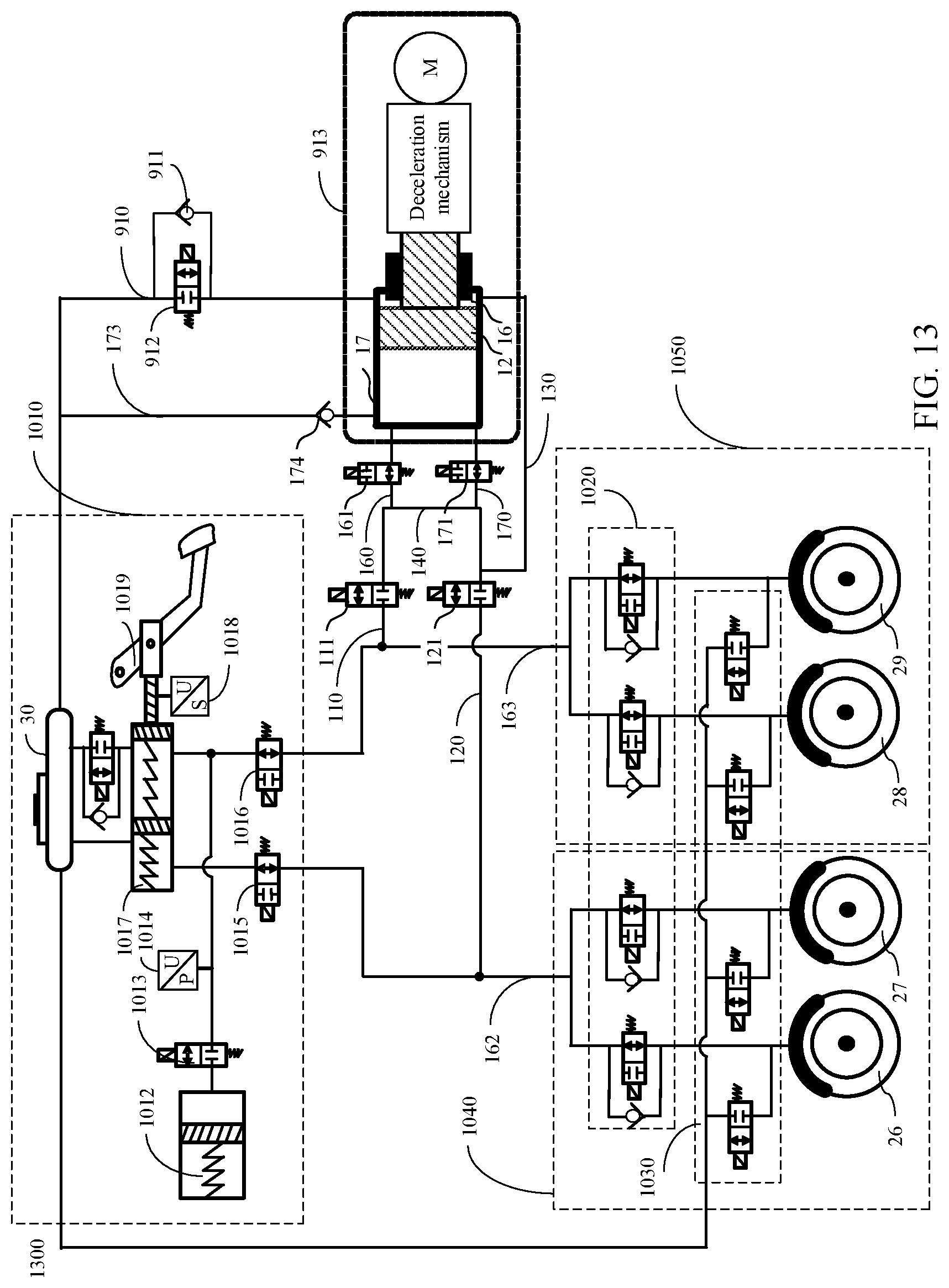 Patent US12612023 Figure 12 – Hydraulic control unit, braking system, and control method