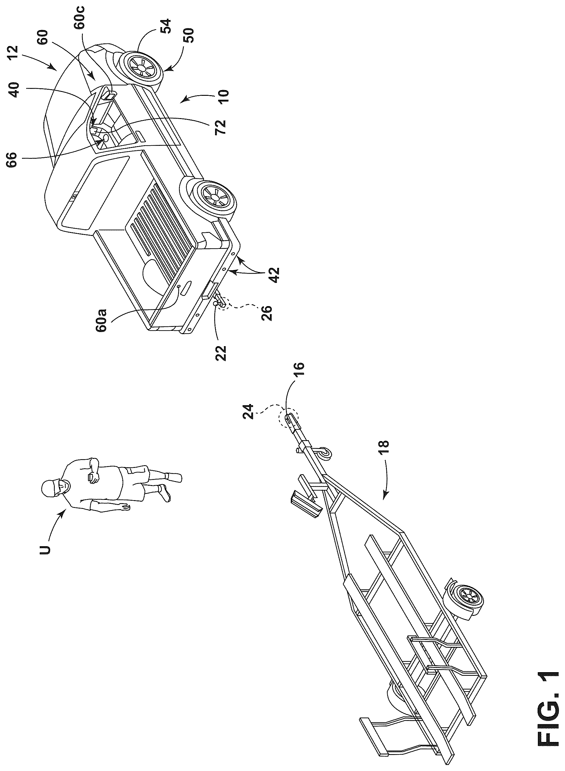 Patent US12612033 Figure 1 – Hitch assist trailer, coupler and hitchball detection and tracking method