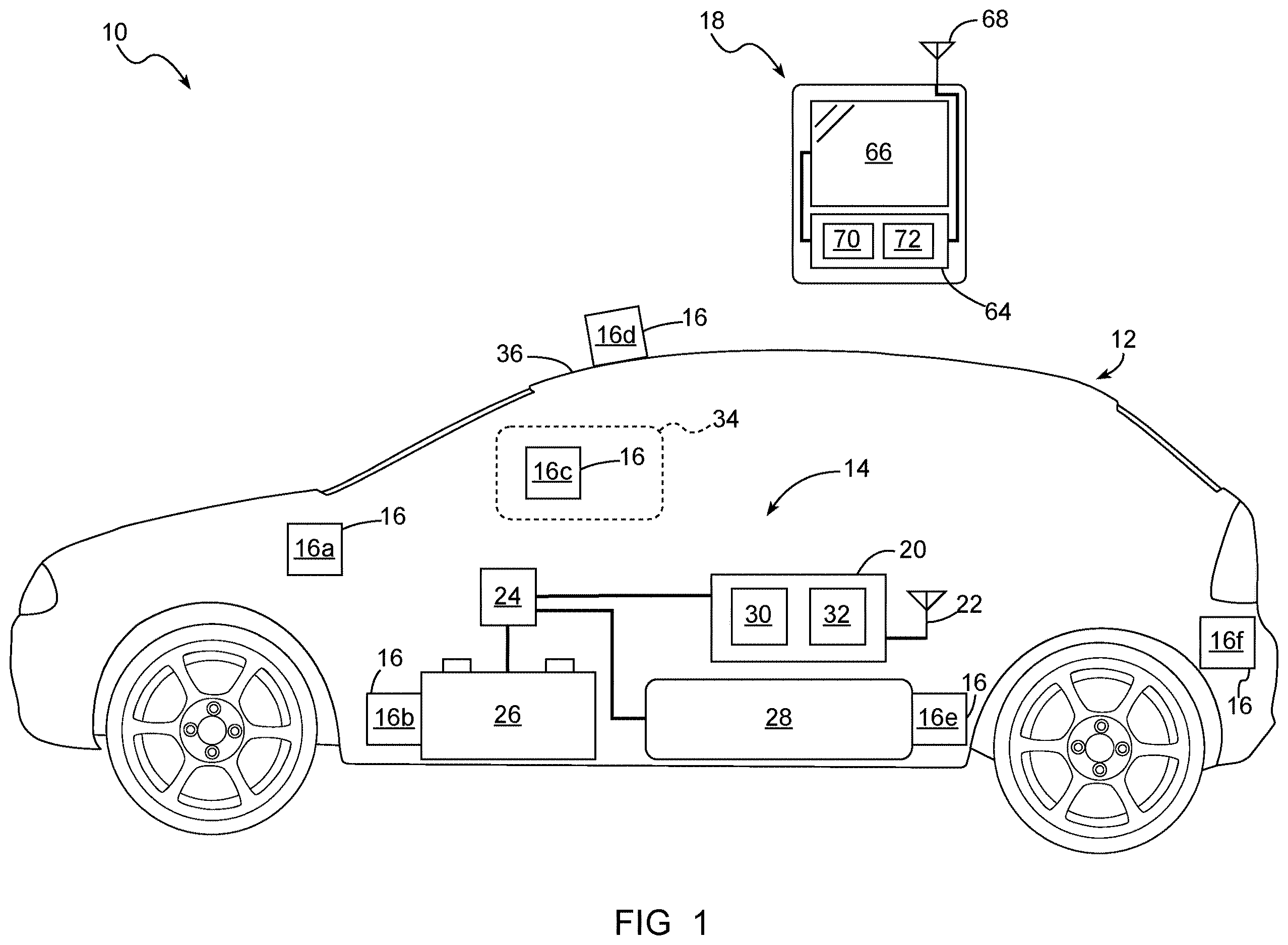 Patent US12612034 — System and method for providing information to first responders after a vehicle collision — Figure 1