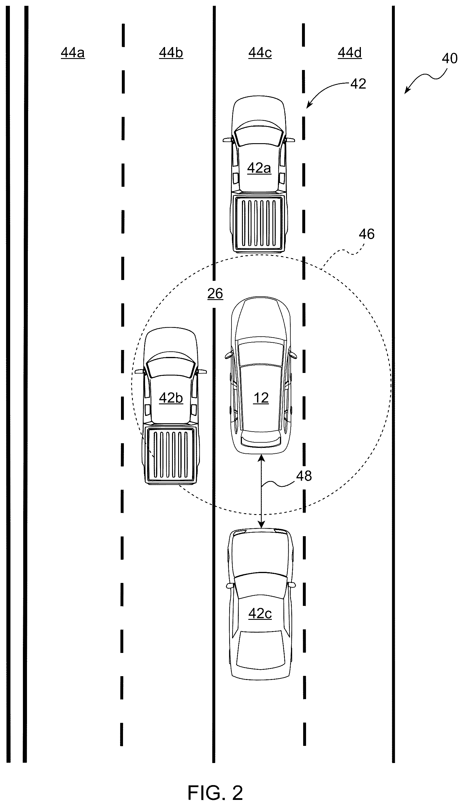 Patent US12612041 Figure 2 – Intelligent adaptive cruise control system and method