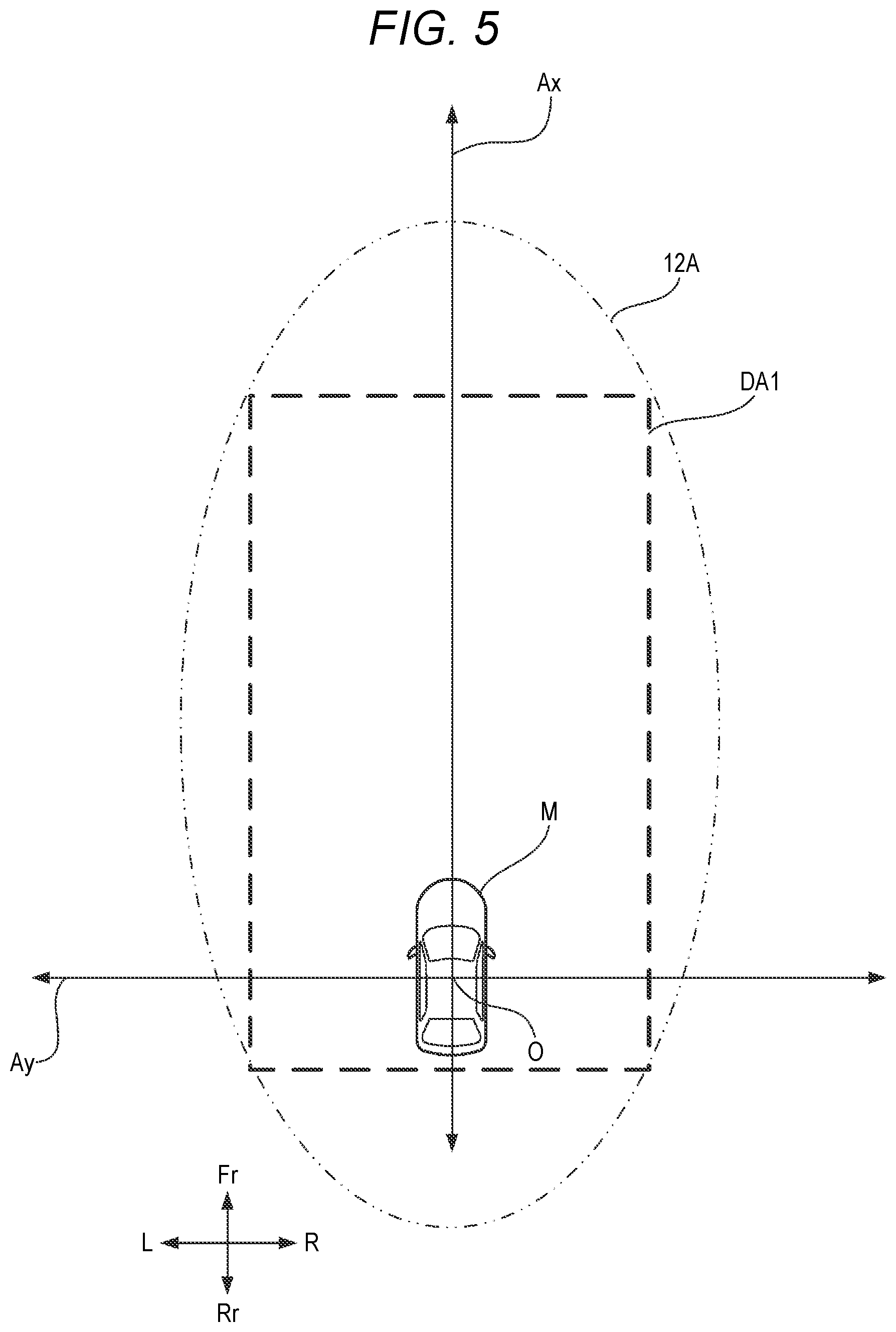 Patent US12612043 Figure 5 – Control device for auto lane changing based on object detection around the vehicle