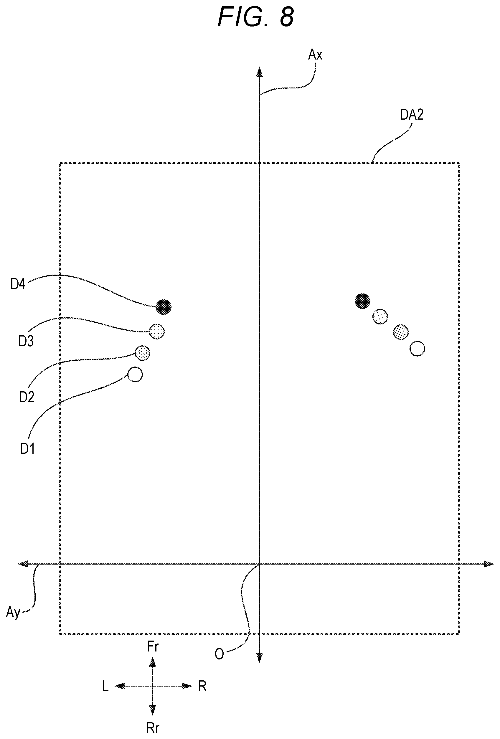 Patent US12612043 Figure 8 – Control device for auto lane changing based on object detection around the vehicle