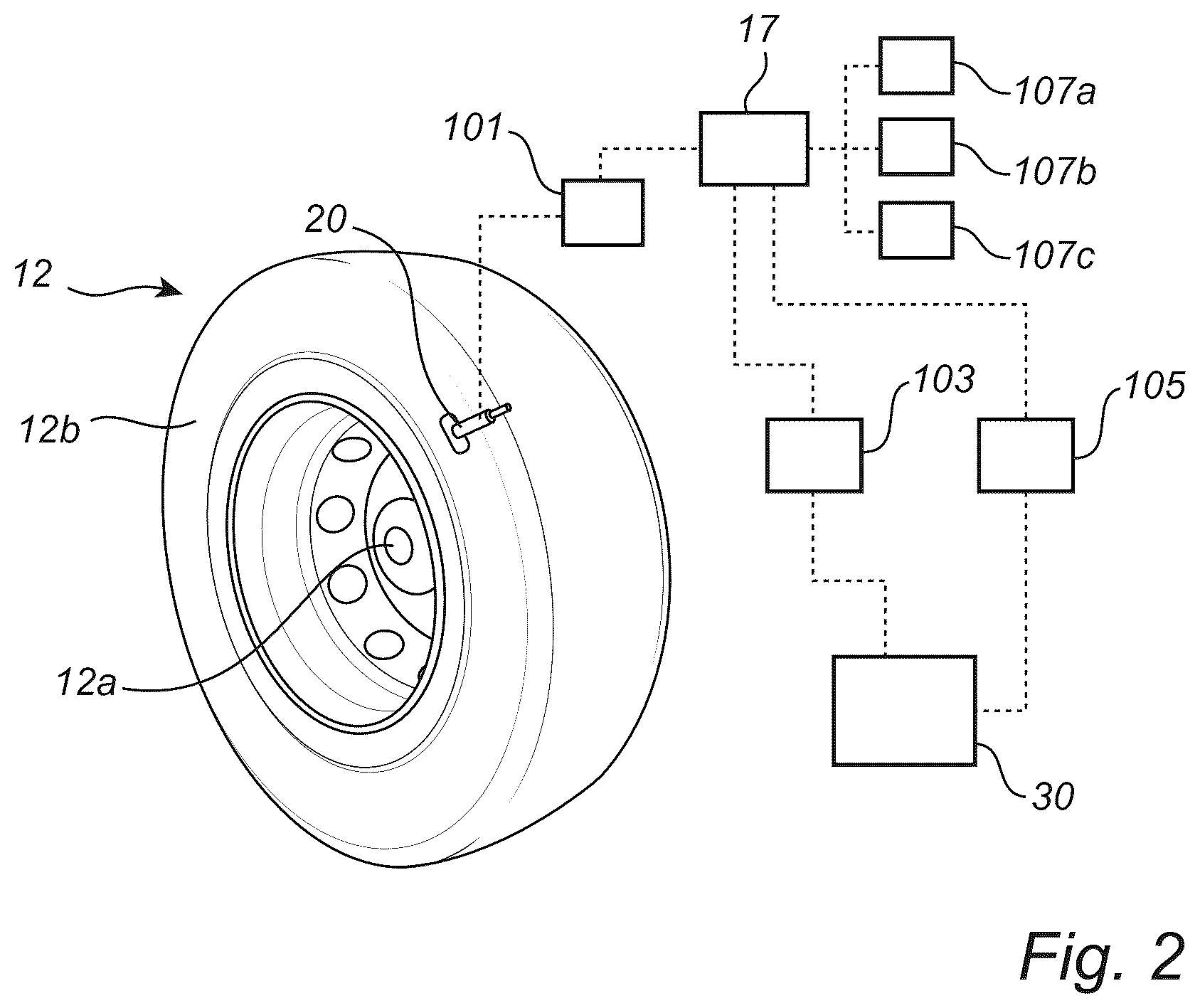 Patent US12612054 Figure 2 – Method for reducing the risk of vehicle tire rupture