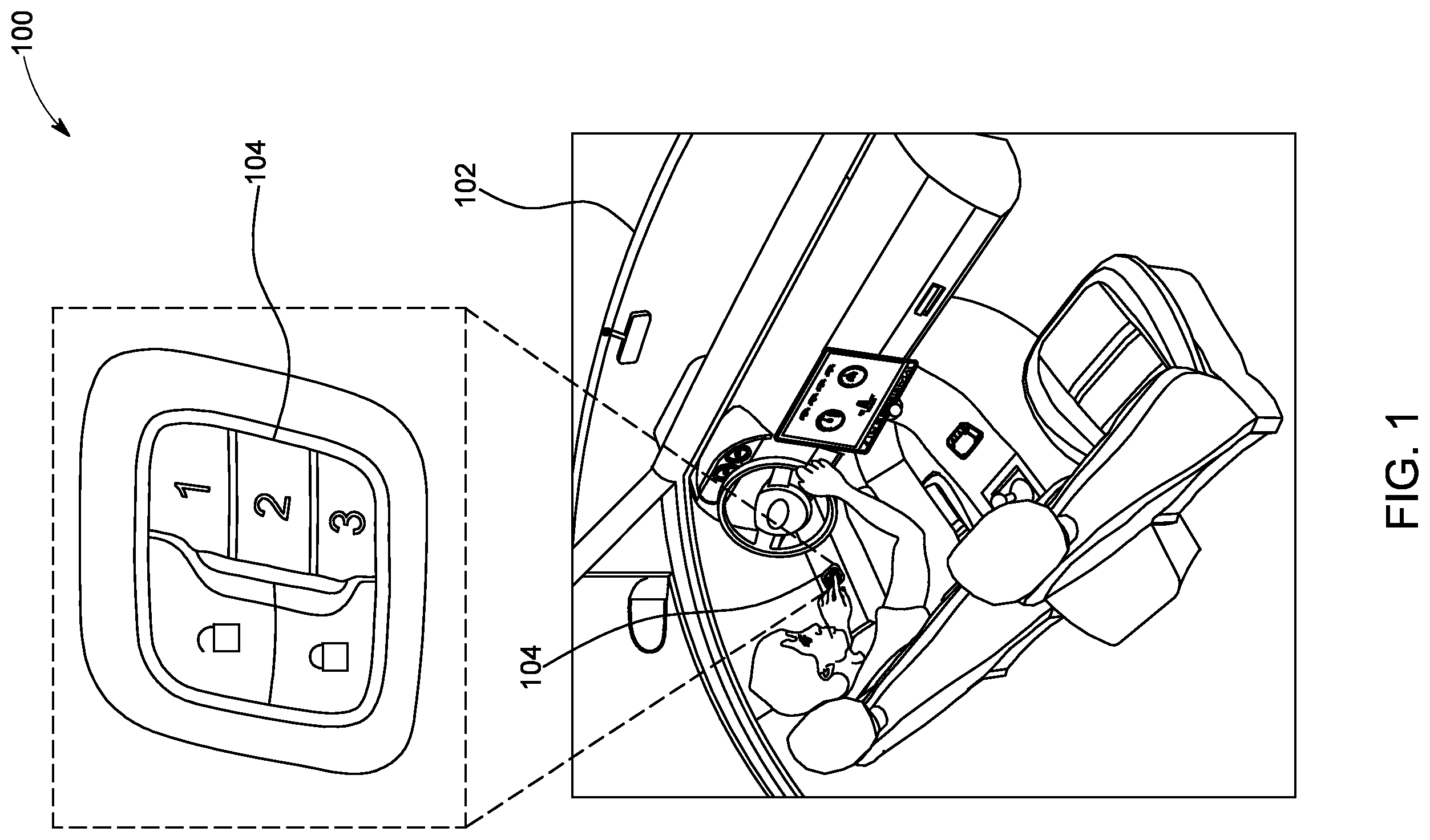 Patent US12612058 Figure 1 – Systems and methods for identifying a malfunctioning vehicle button and performing remedial actions