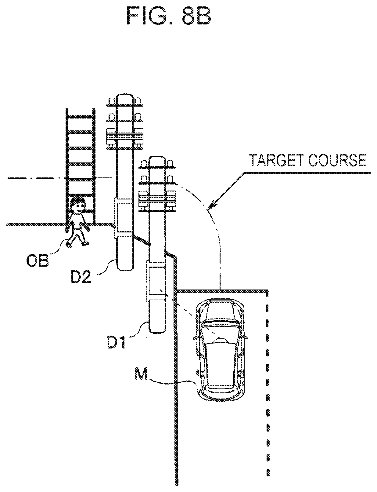 Patent US12612066 Figure 8 – Drive assist apparatus for tracking moving objects temporarily obscured by nearby stationary objects
