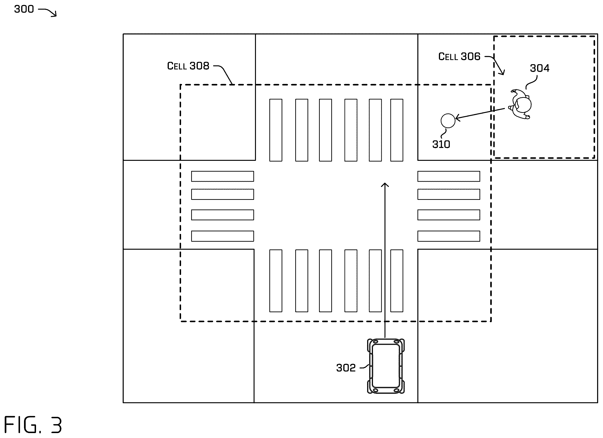 Patent US12612082 Figure 3 – Identifying relevant objects based on artificial paths