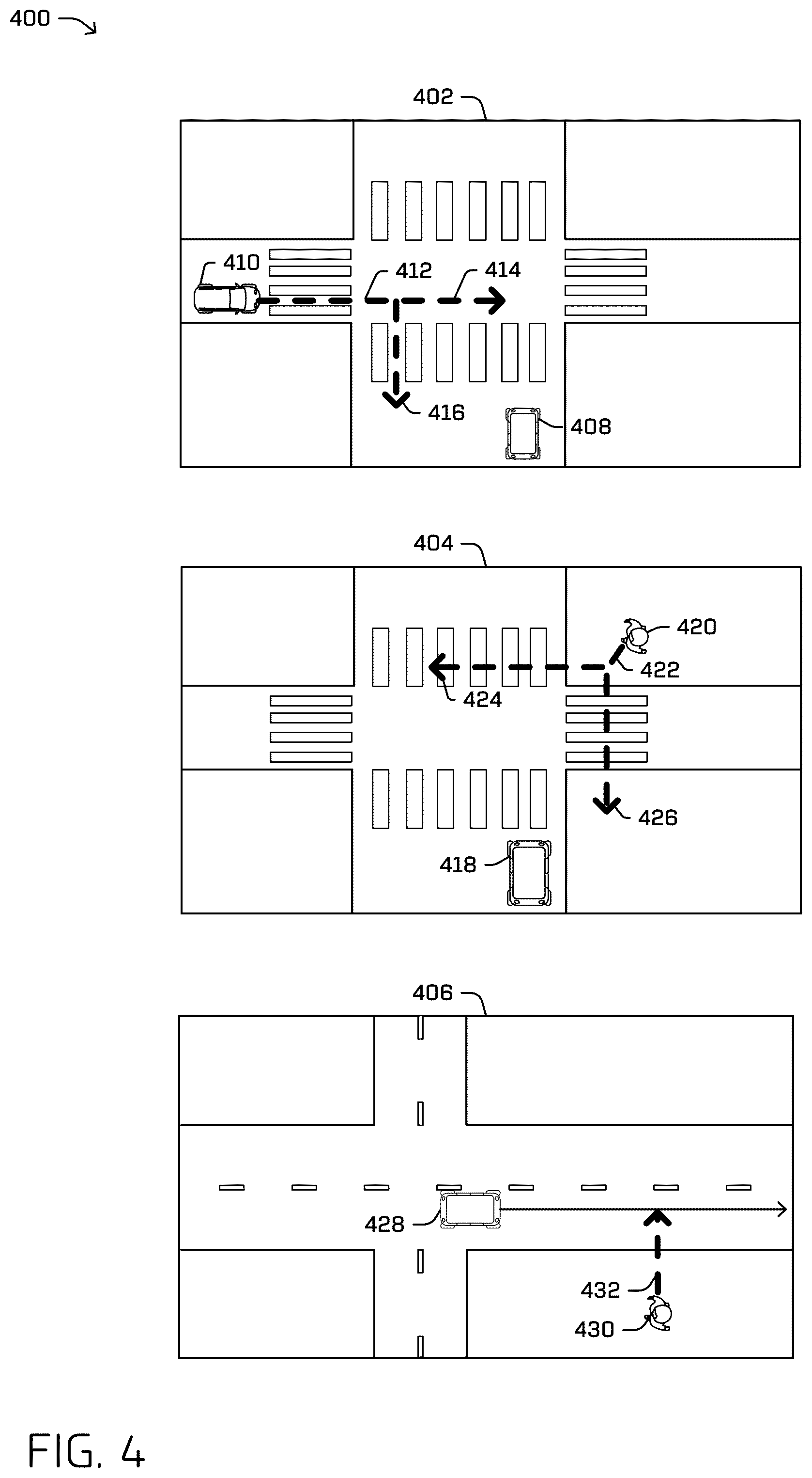 Patent US12612082 Figure 4 – Identifying relevant objects based on artificial paths