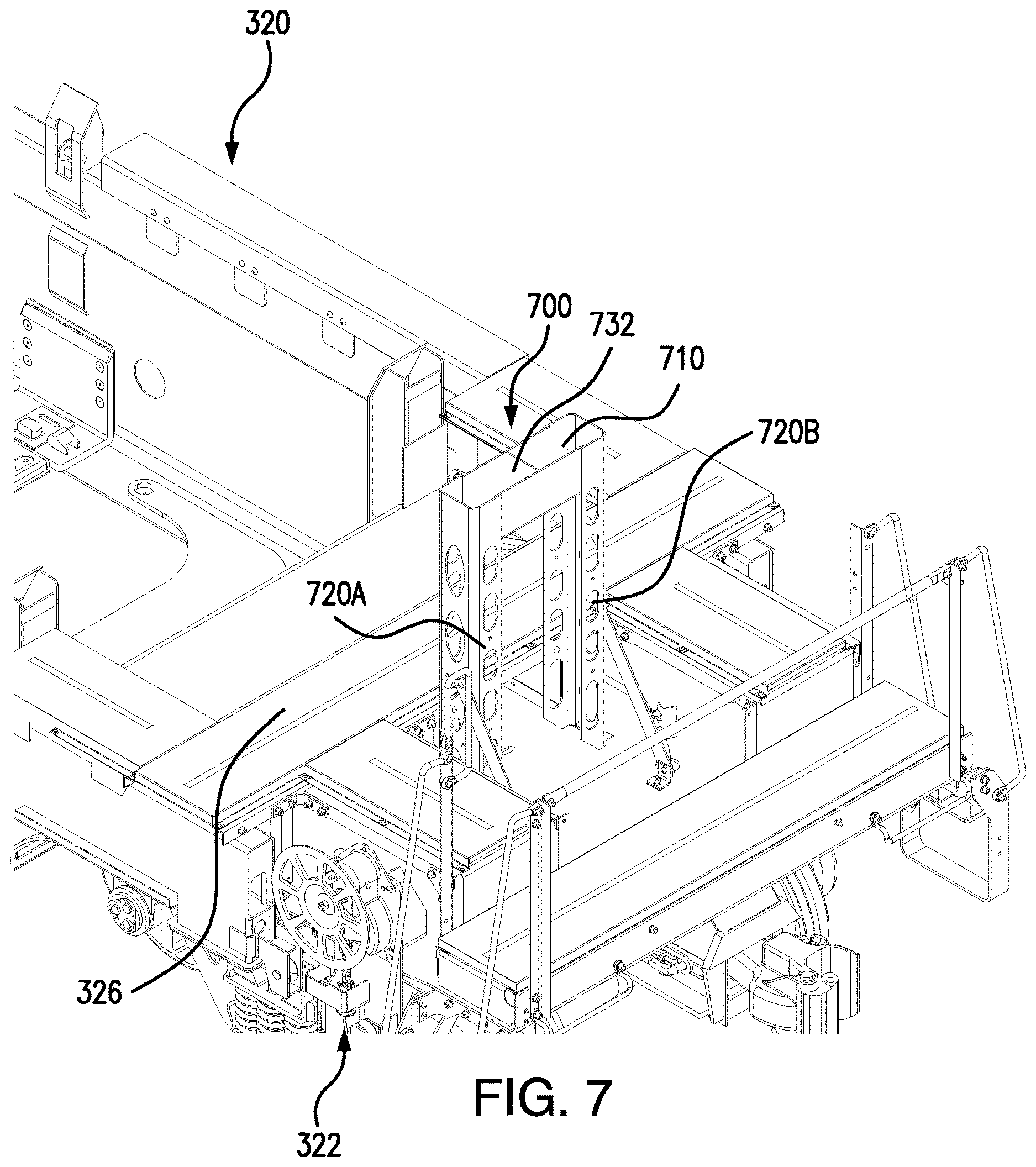 Patent US12612084 Figure 8 – Storage assembly for railcar
