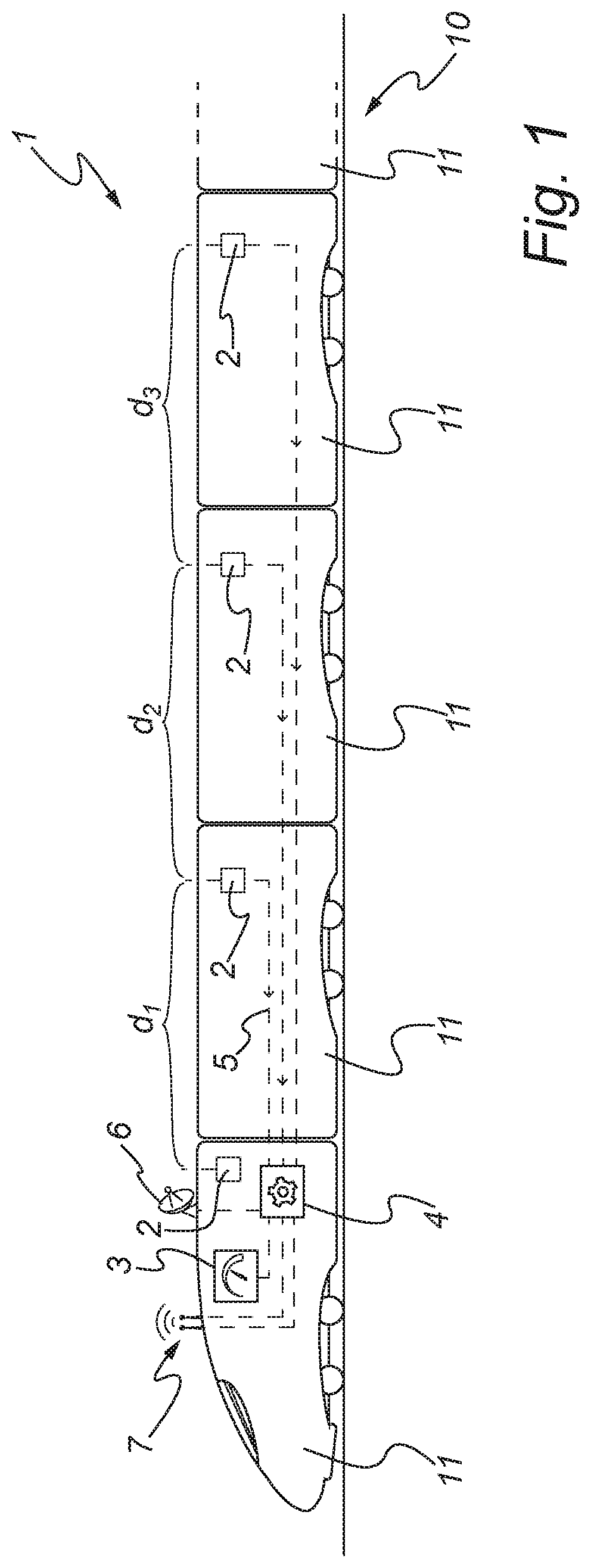 Patent US12612087 Figure 1 – Sensor systems and methods for monitoring environmental variables of a rail-bound vehicle