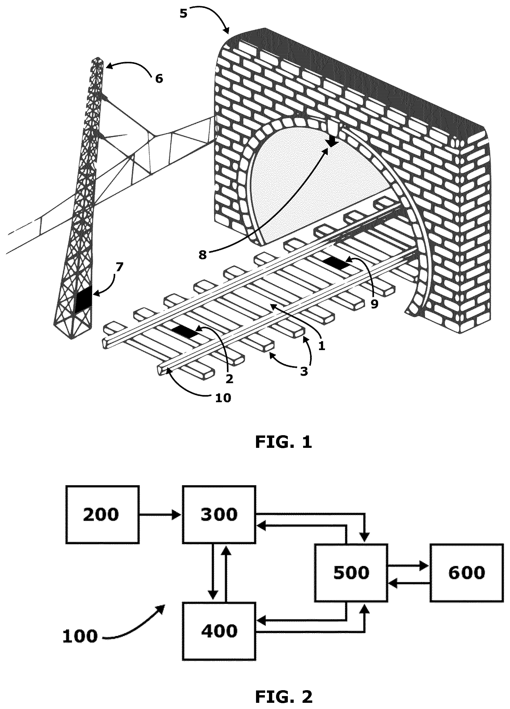 Patent US12612089 Figure 1 – Monitoring passing trains, system and method