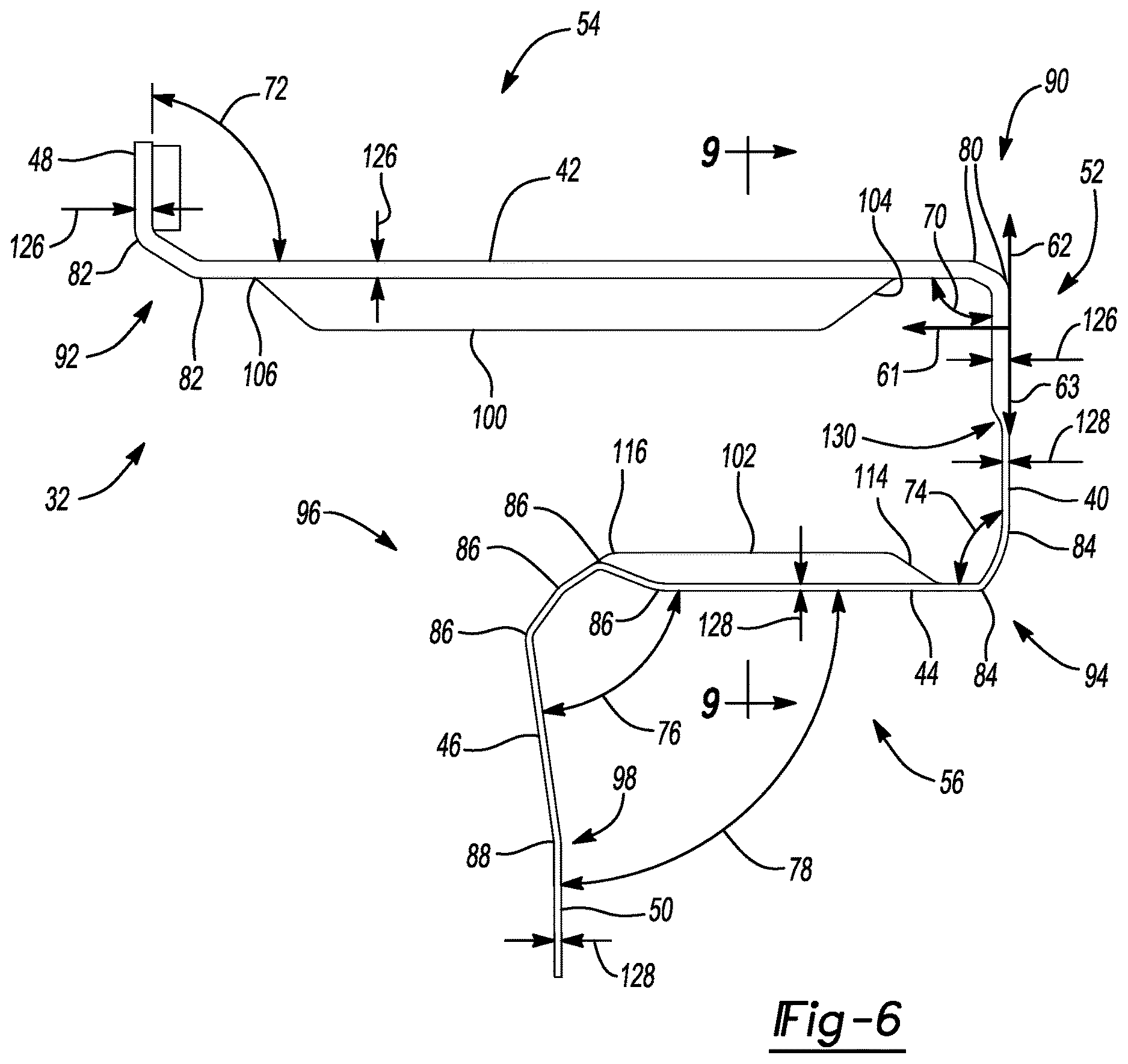 Patent US12612109 Figure 6 – Vehicle body side sill reinforcement panel