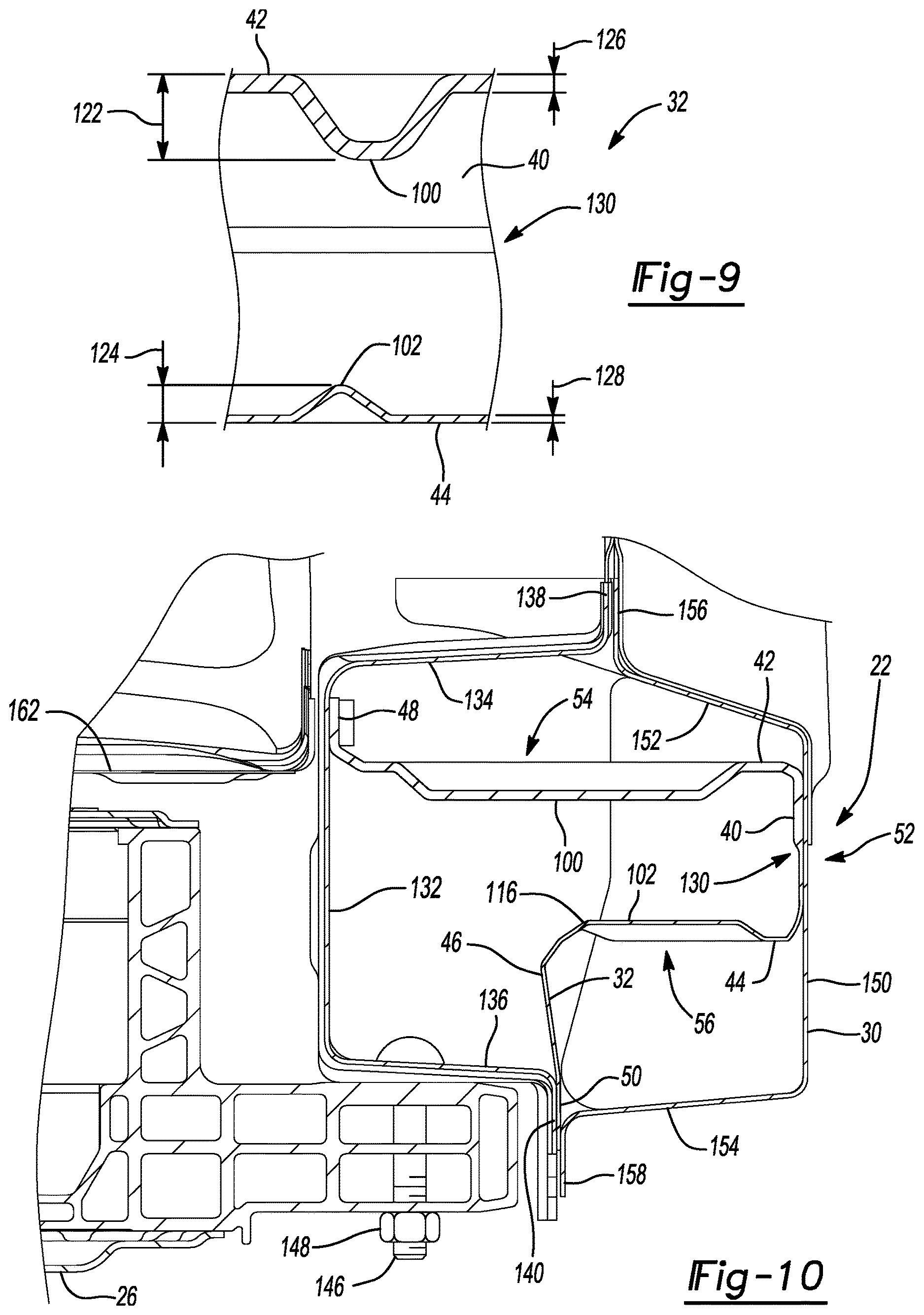 Patent US12612109 Figure 8 – Vehicle body side sill reinforcement panel
