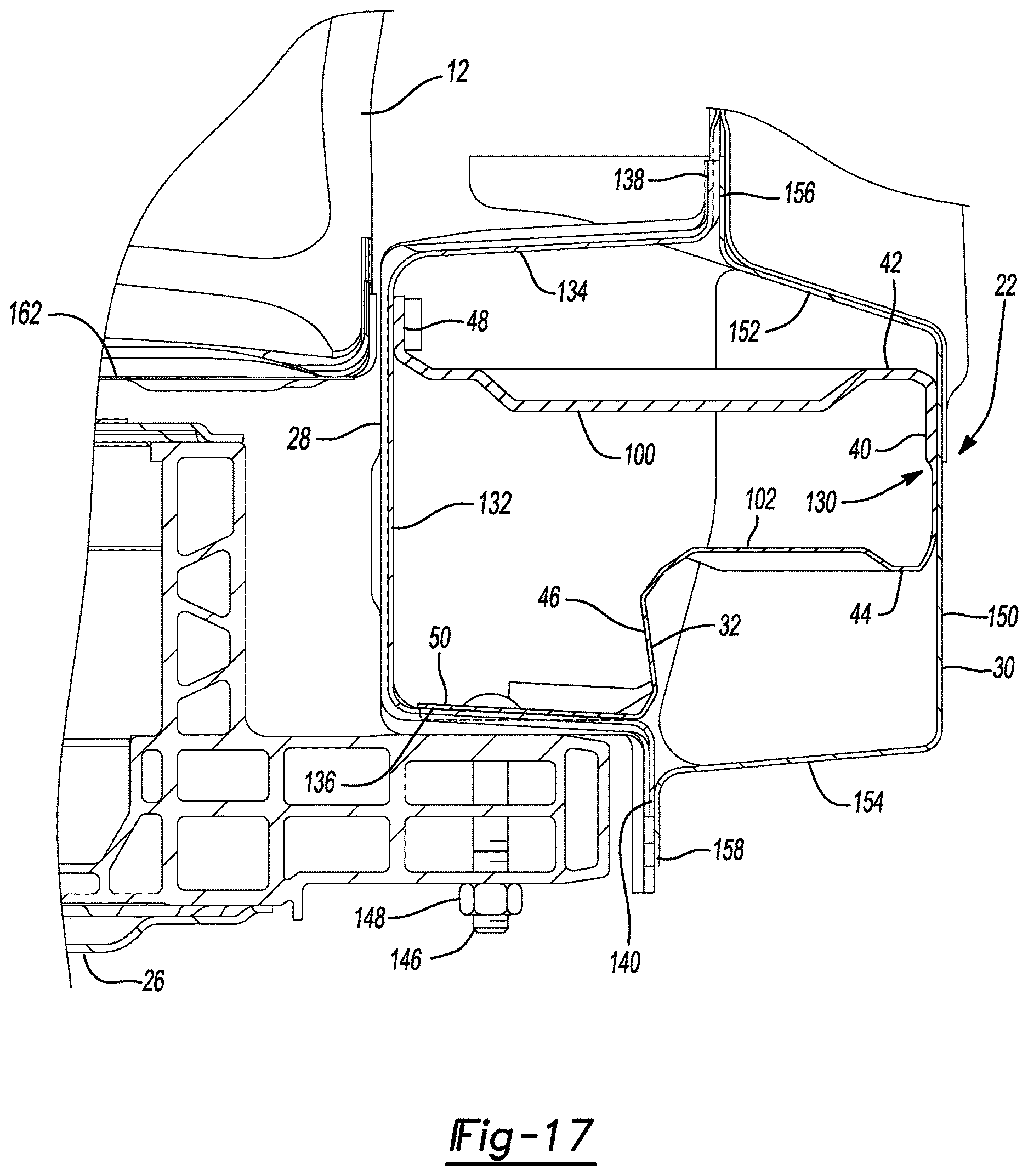 Patent US12612109 Figure 14 – Vehicle body side sill reinforcement panel