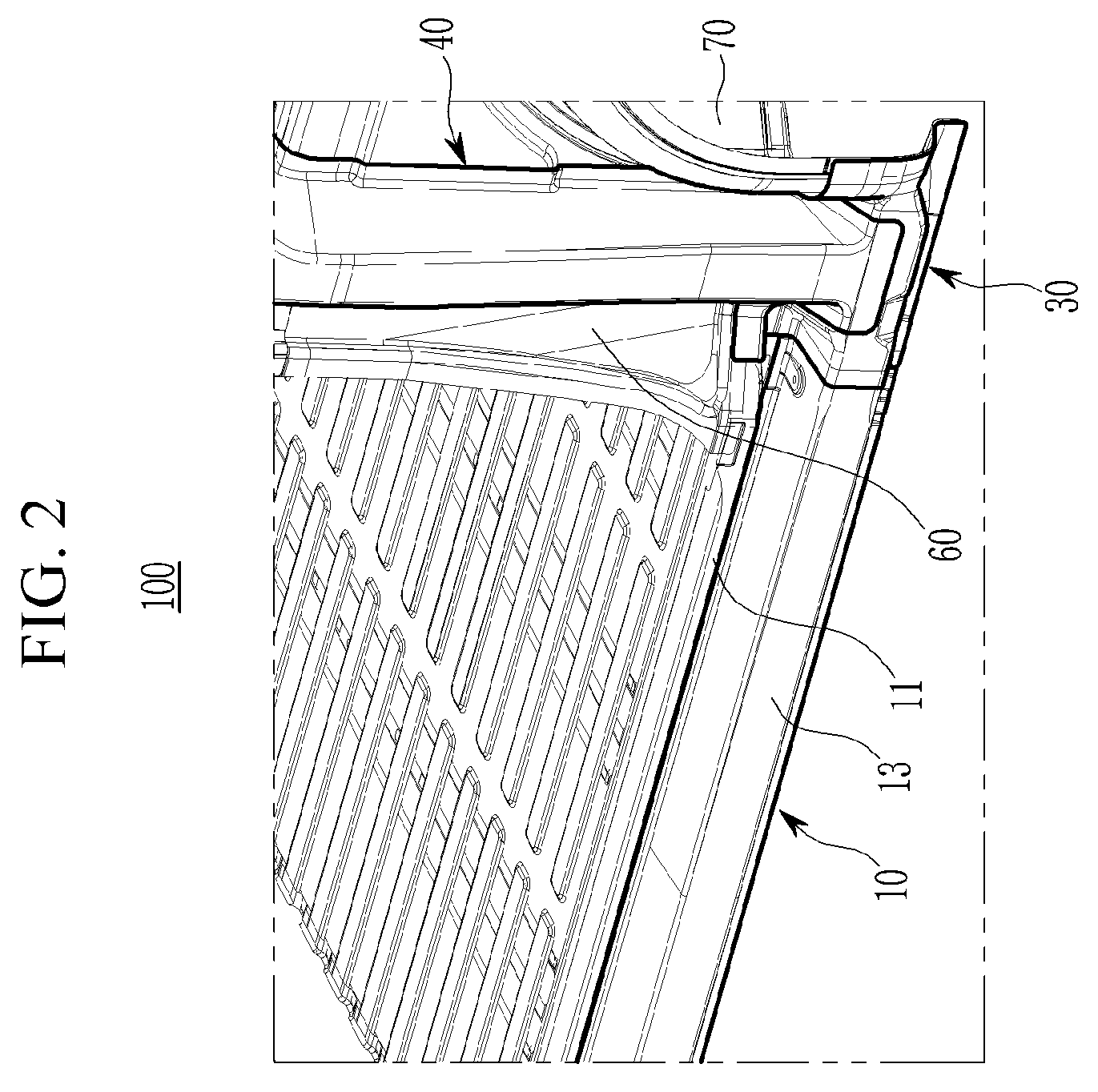 Patent US12612111 Figure 2 – Rear vehicle body structure