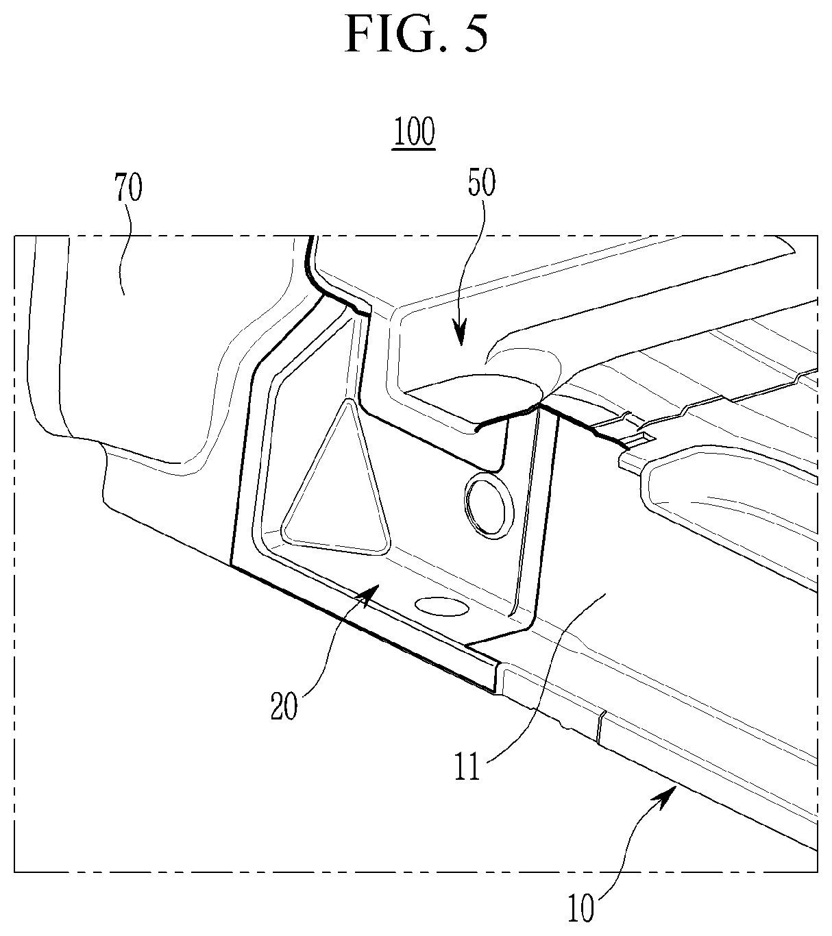 Patent US12612111 Figure 5 – Rear vehicle body structure
