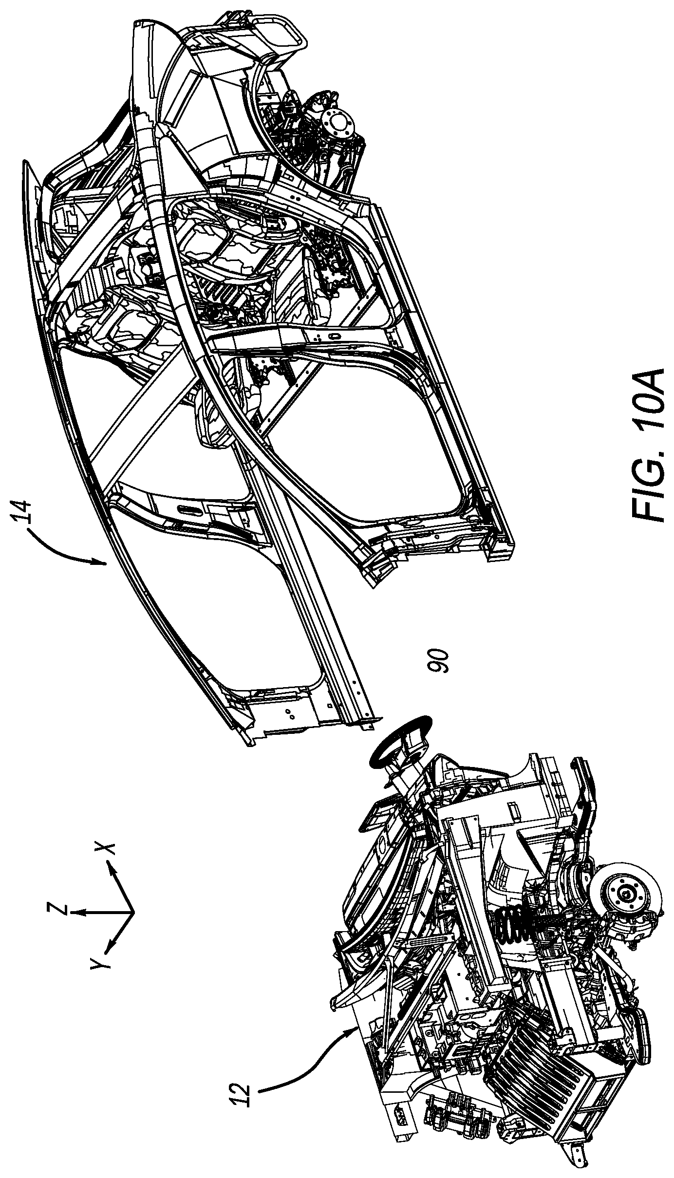 Patent US12612112 Figure 12 – Vehicle having front and rear vehicle structures