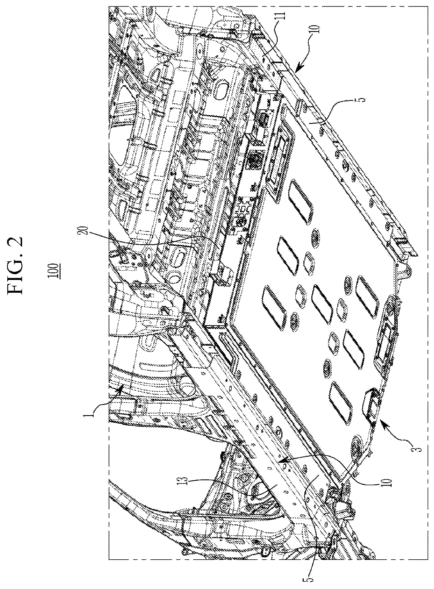 Patent US12612114 Figure 2 – Floor structure for electric vehicle