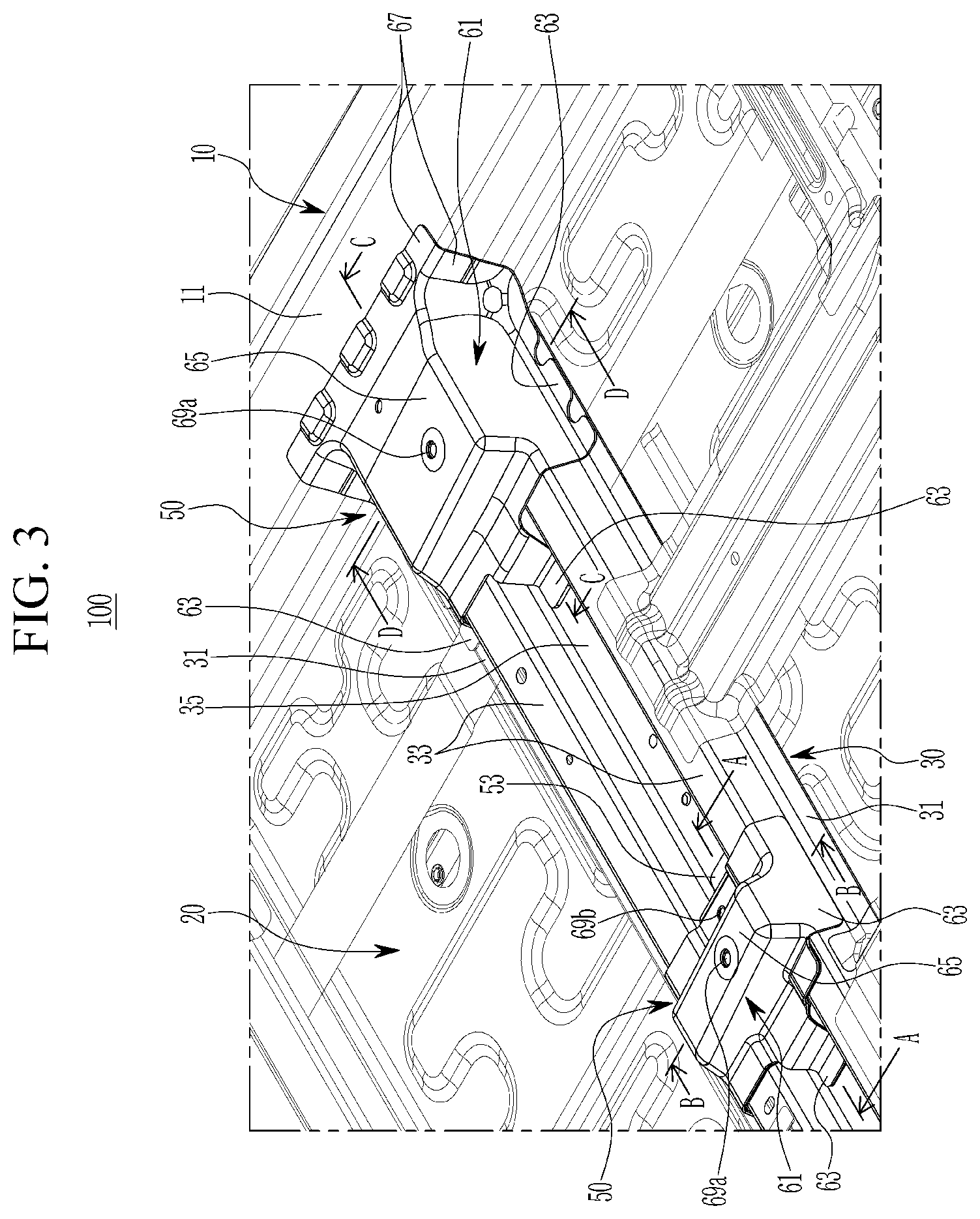 Patent US12612114 Figure 3 – Floor structure for electric vehicle