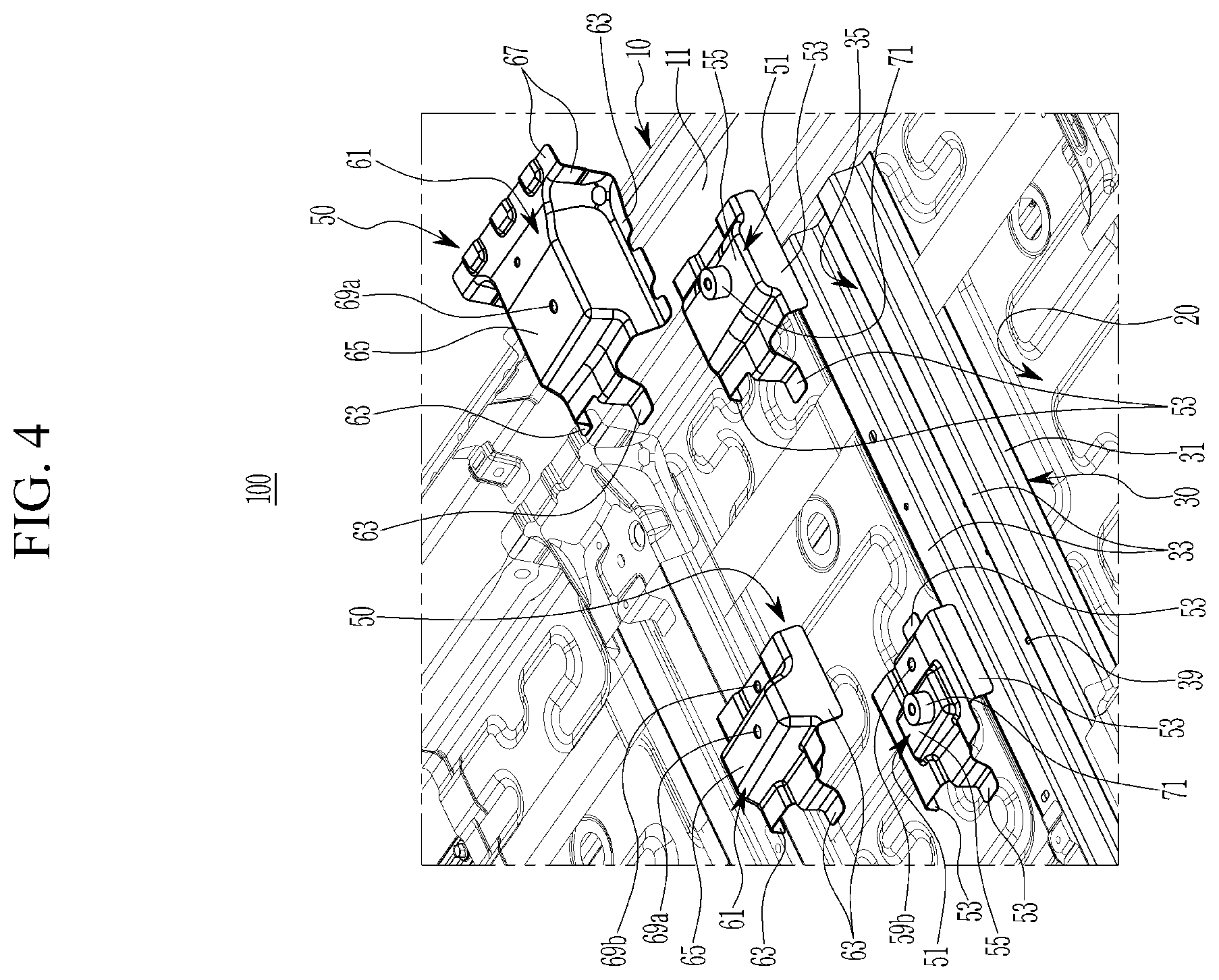 Patent US12612114 Figure 4 – Floor structure for electric vehicle