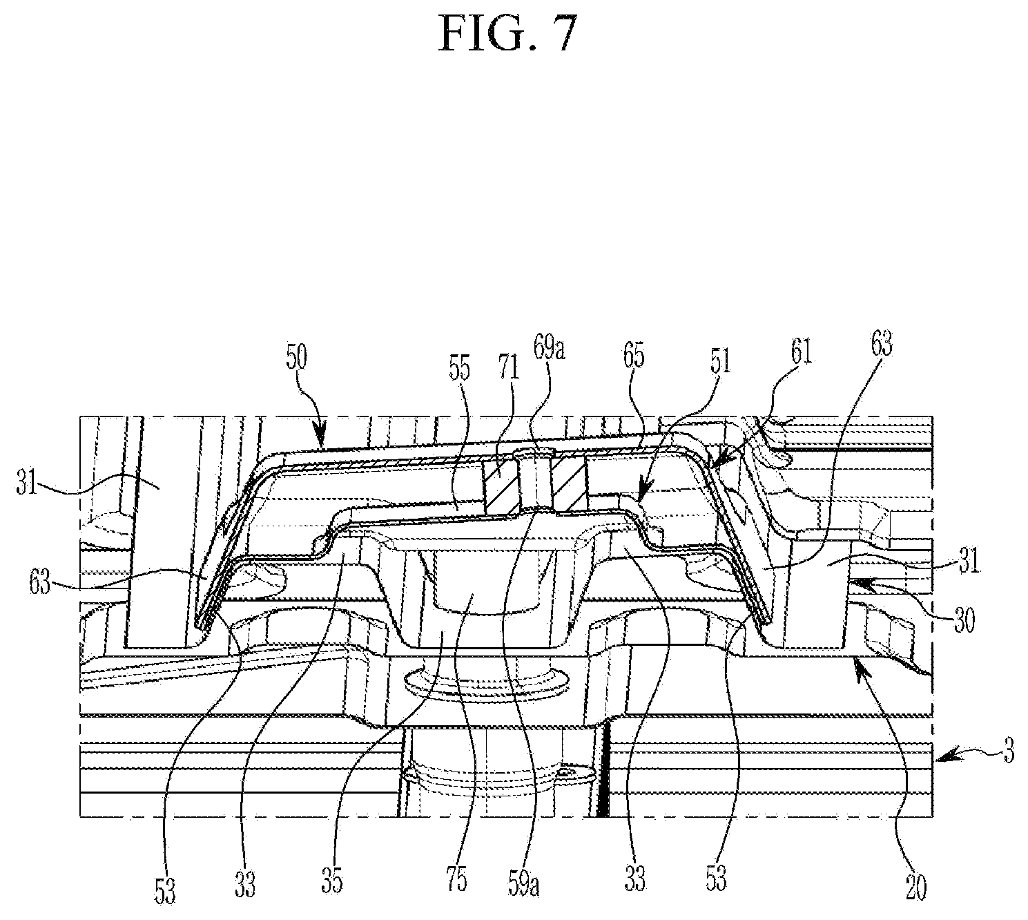 Patent US12612114 Figure 7 – Floor structure for electric vehicle