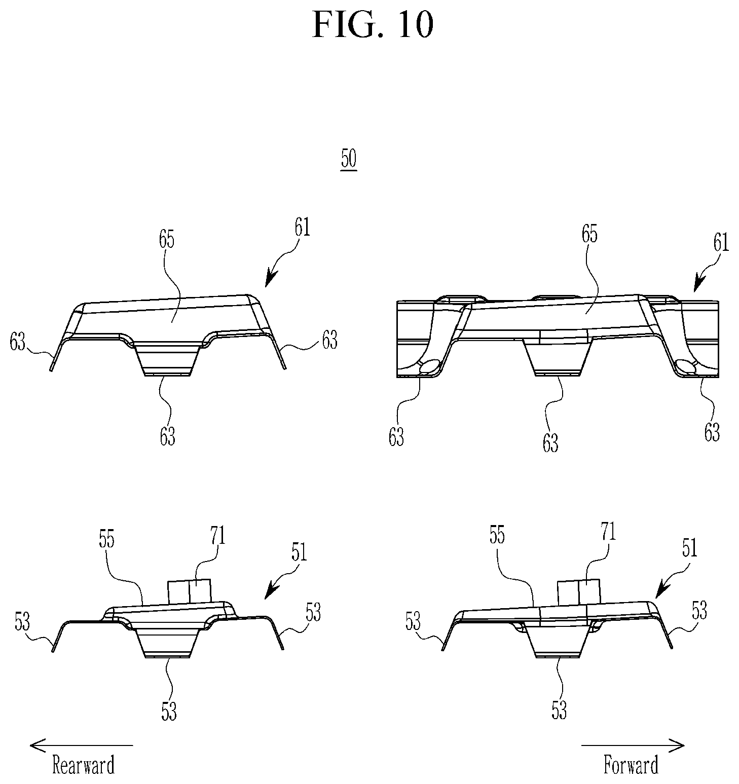 Patent US12612114 Figure 10 – Floor structure for electric vehicle