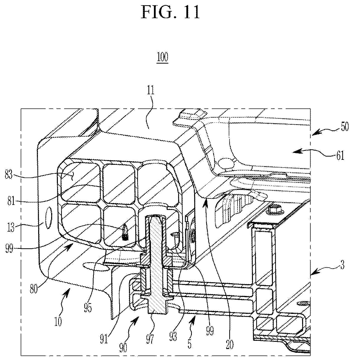 Patent US12612114 Figure 11 – Floor structure for electric vehicle