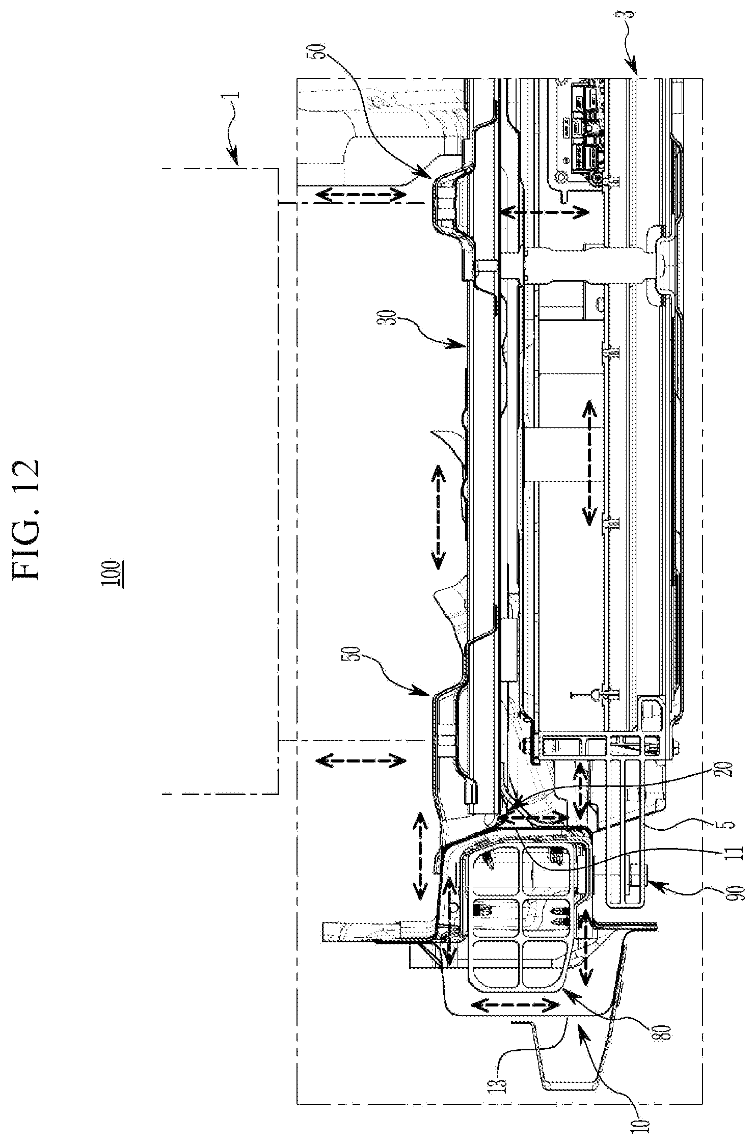 Patent US12612114 Figure 12 – Floor structure for electric vehicle