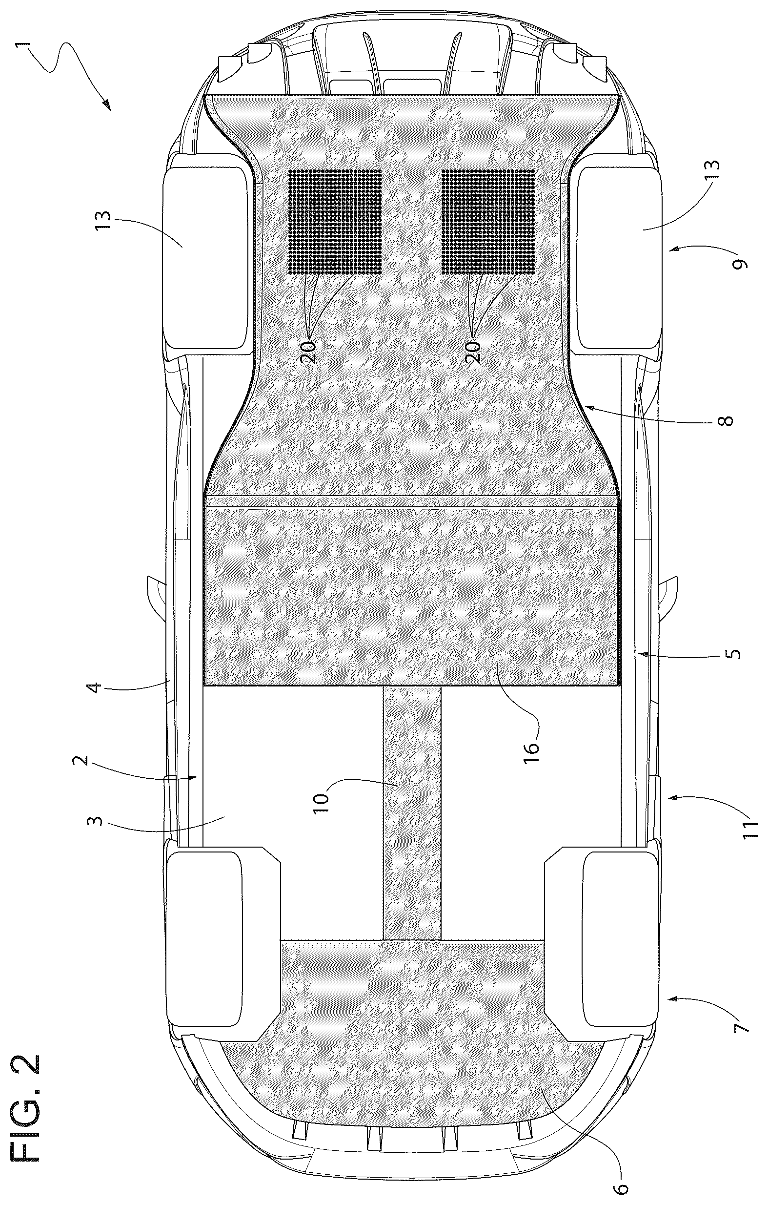 Patent US12612121 Figure 2 – Car provided with a pneumatic unit operated by a gearbox