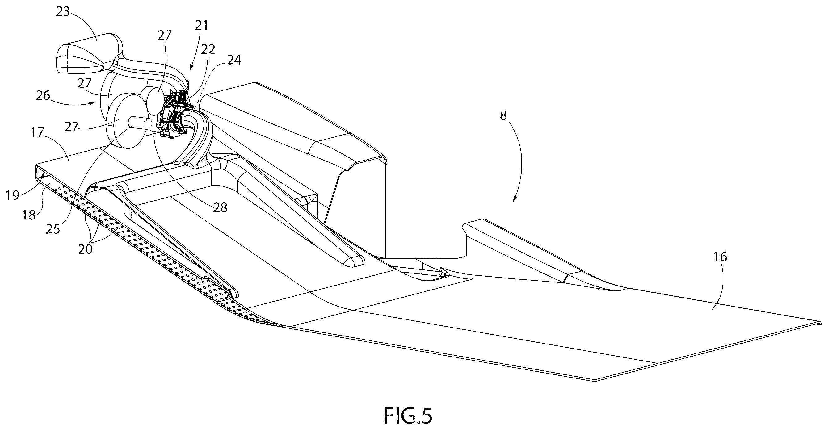 Patent US12612121 Figure 5 – Car provided with a pneumatic unit operated by a gearbox