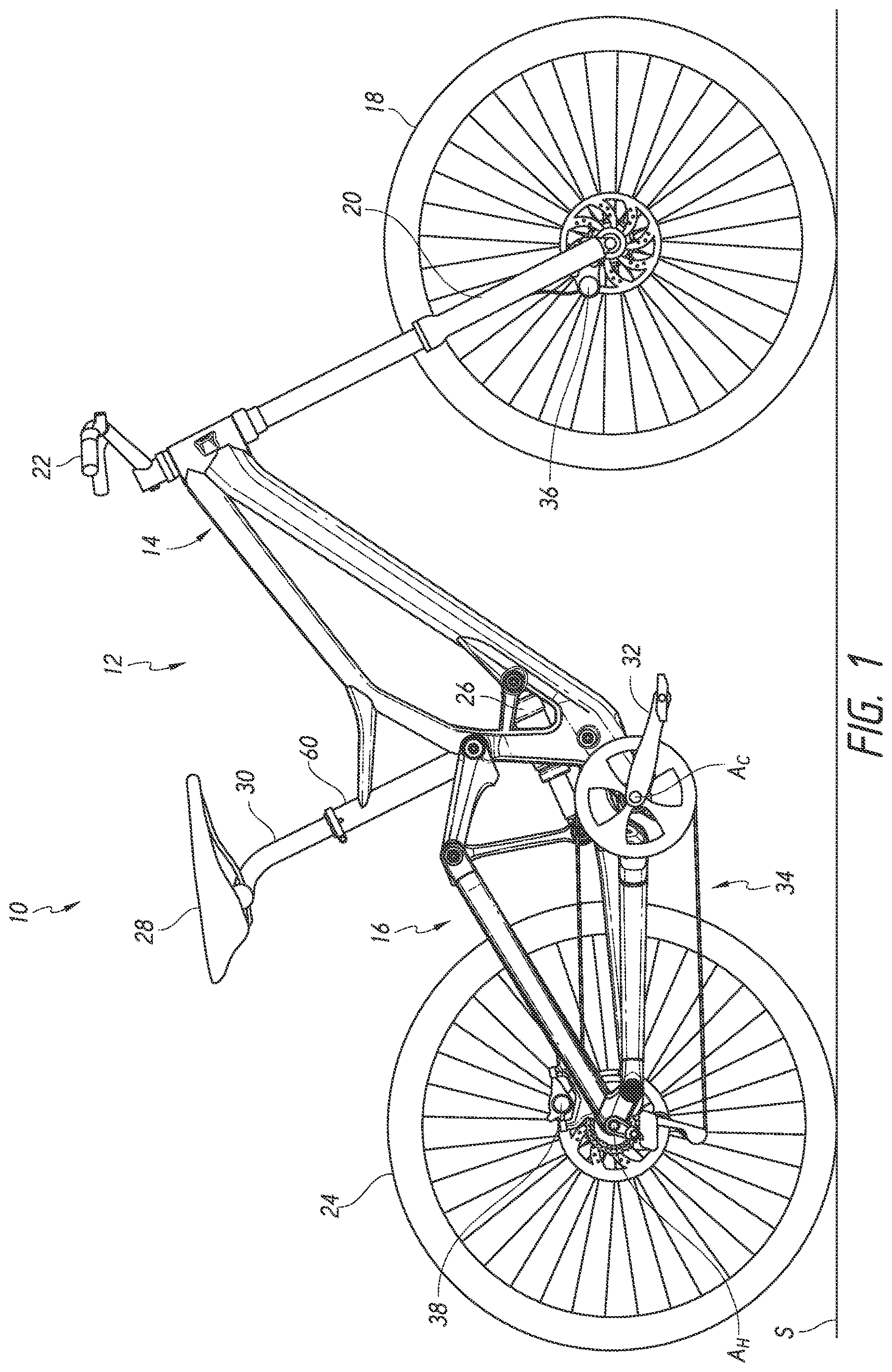 Patent US12612129 Figure 1 – Bicycle rear suspension