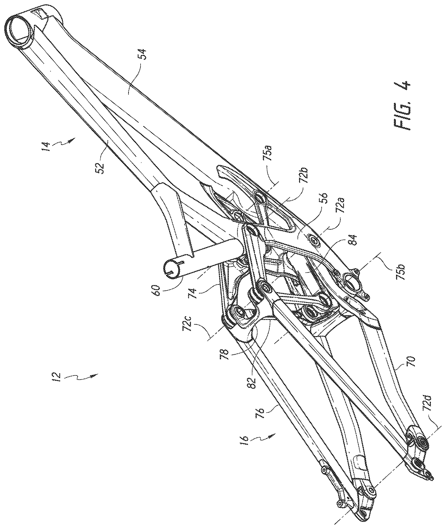 Patent US12612129 Figure 4 – Bicycle rear suspension