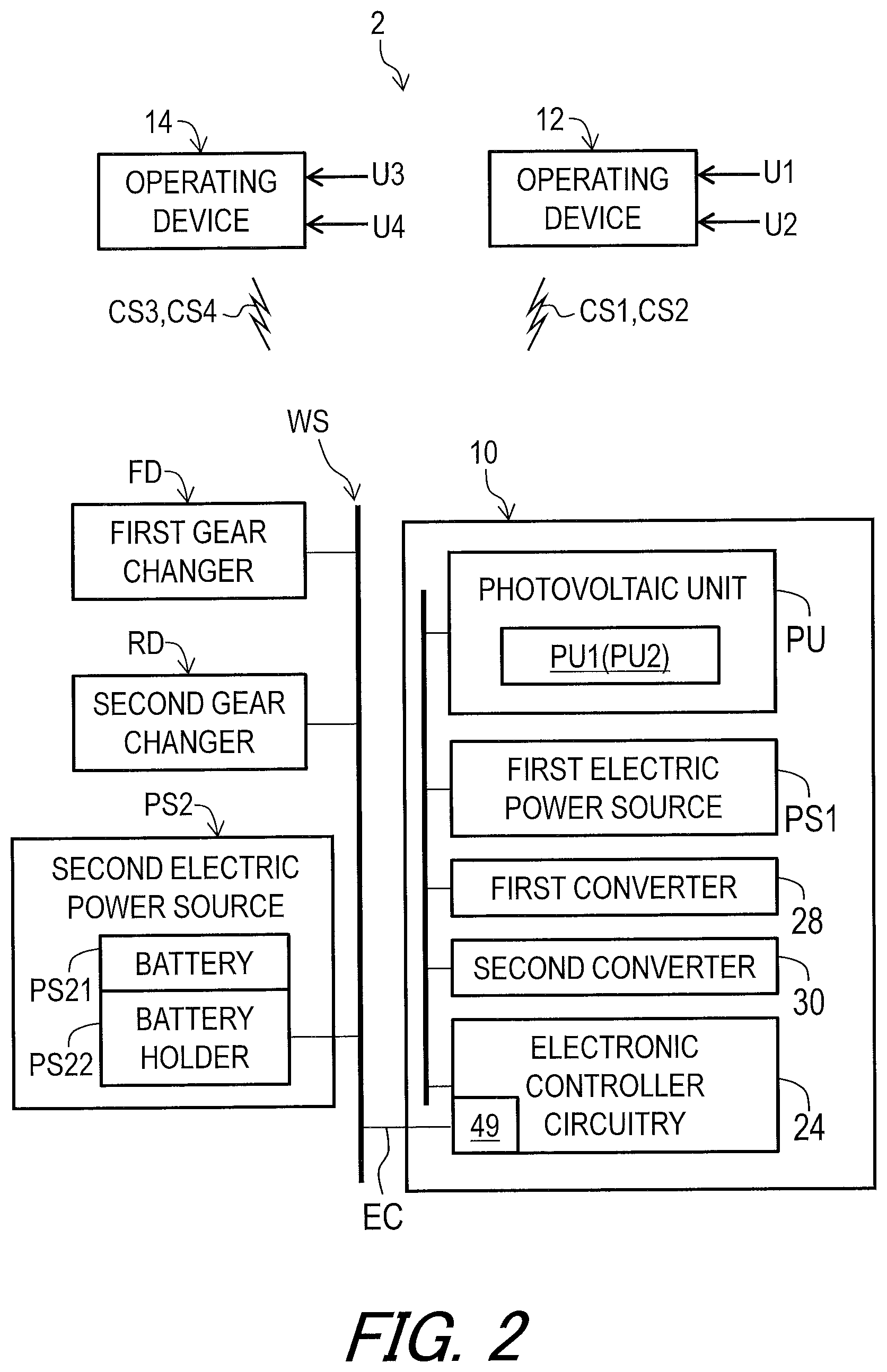 Patent US12612130 Figure 2 – Power-supplying system of human-powered vehicle