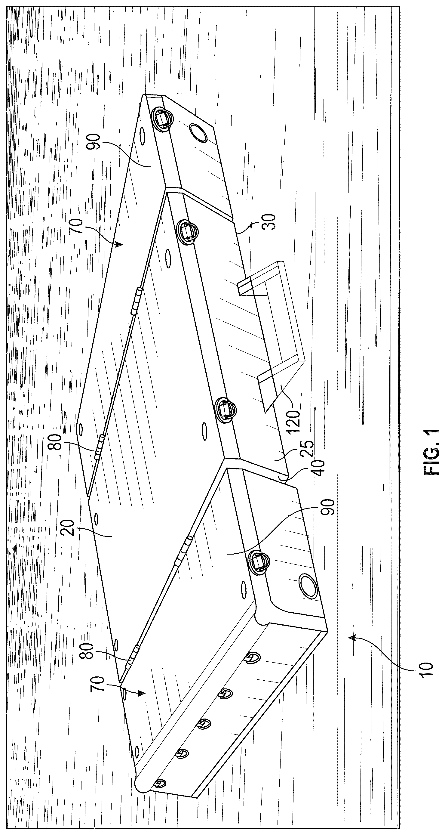 Patent US12612134 Figure 1 – Deployable barge system and method