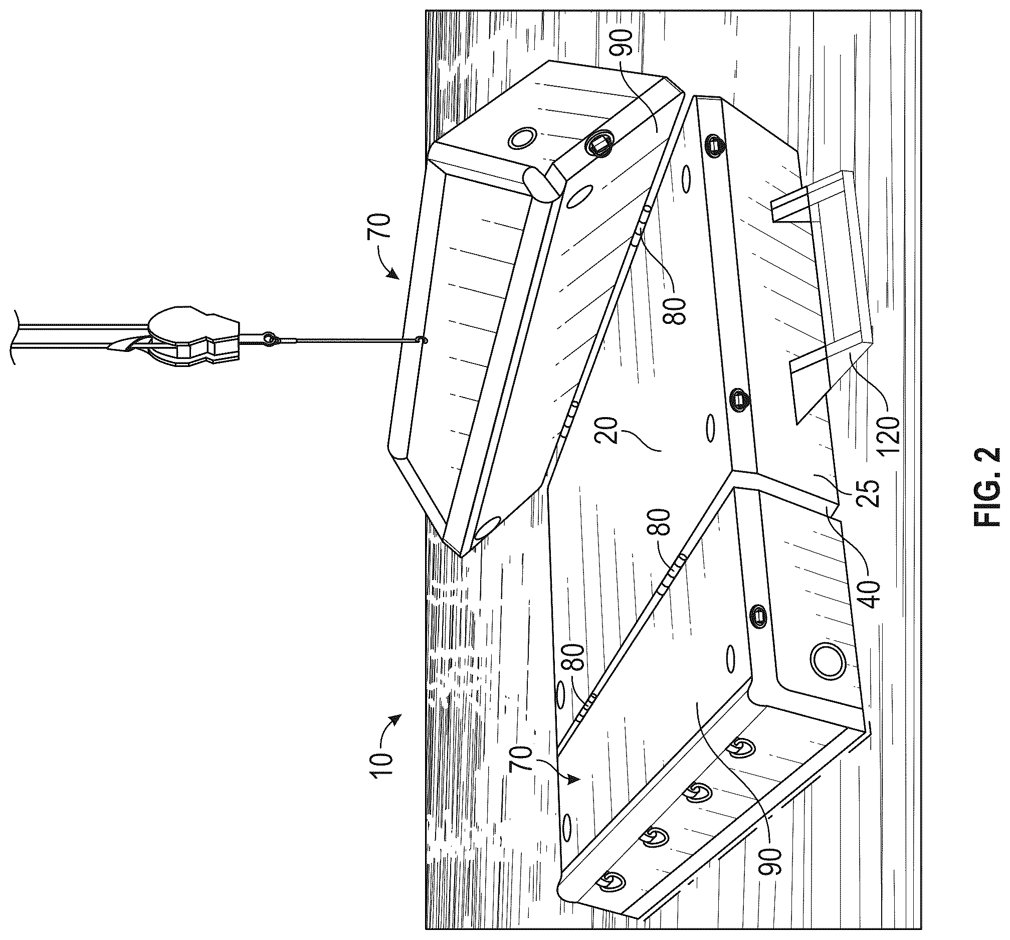 Patent US12612134 Figure 2 – Deployable barge system and method