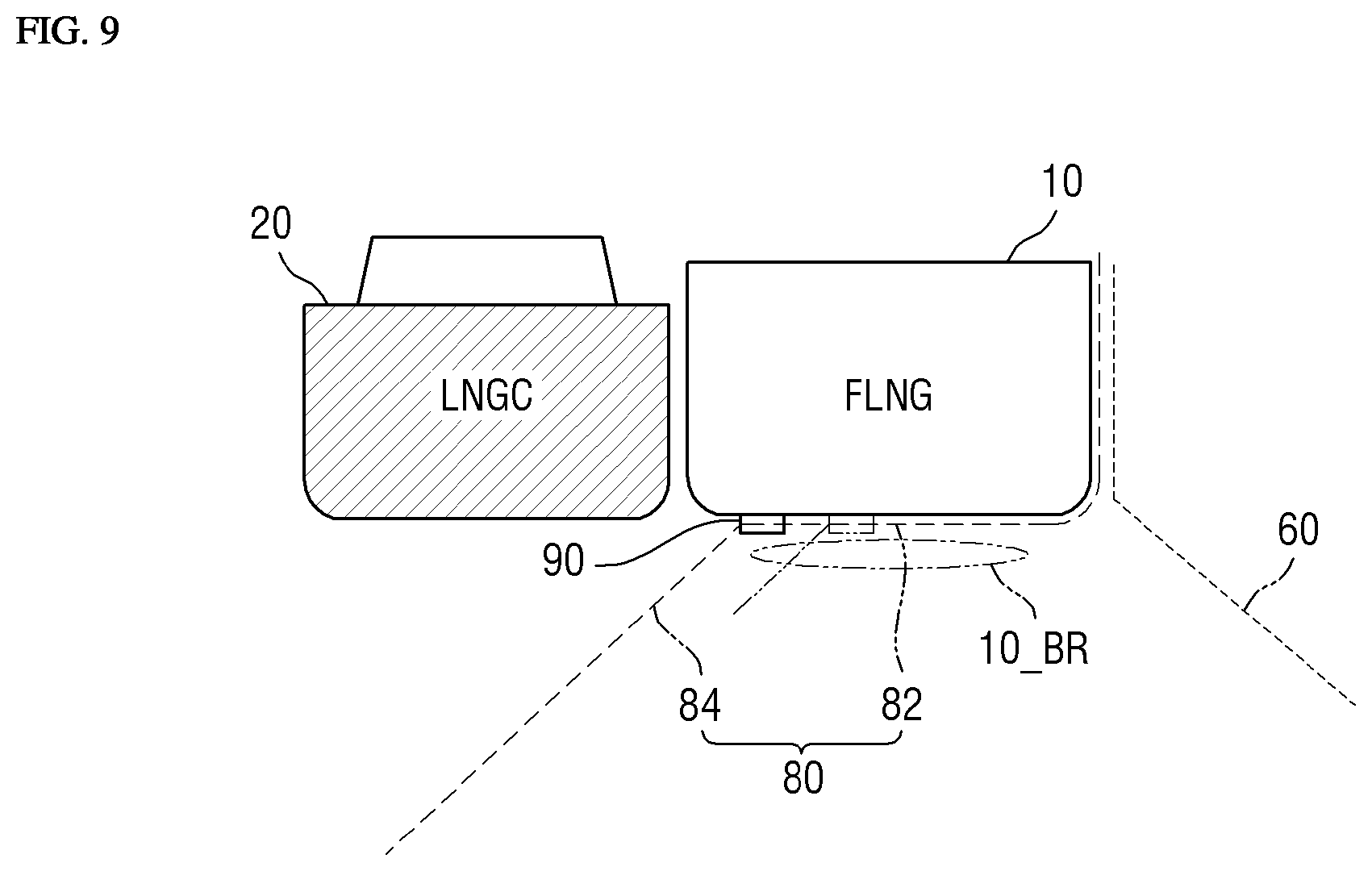 Patent US12612135 Figure 6 – Floating offshore structure having one-side spread mooring system applied thereto