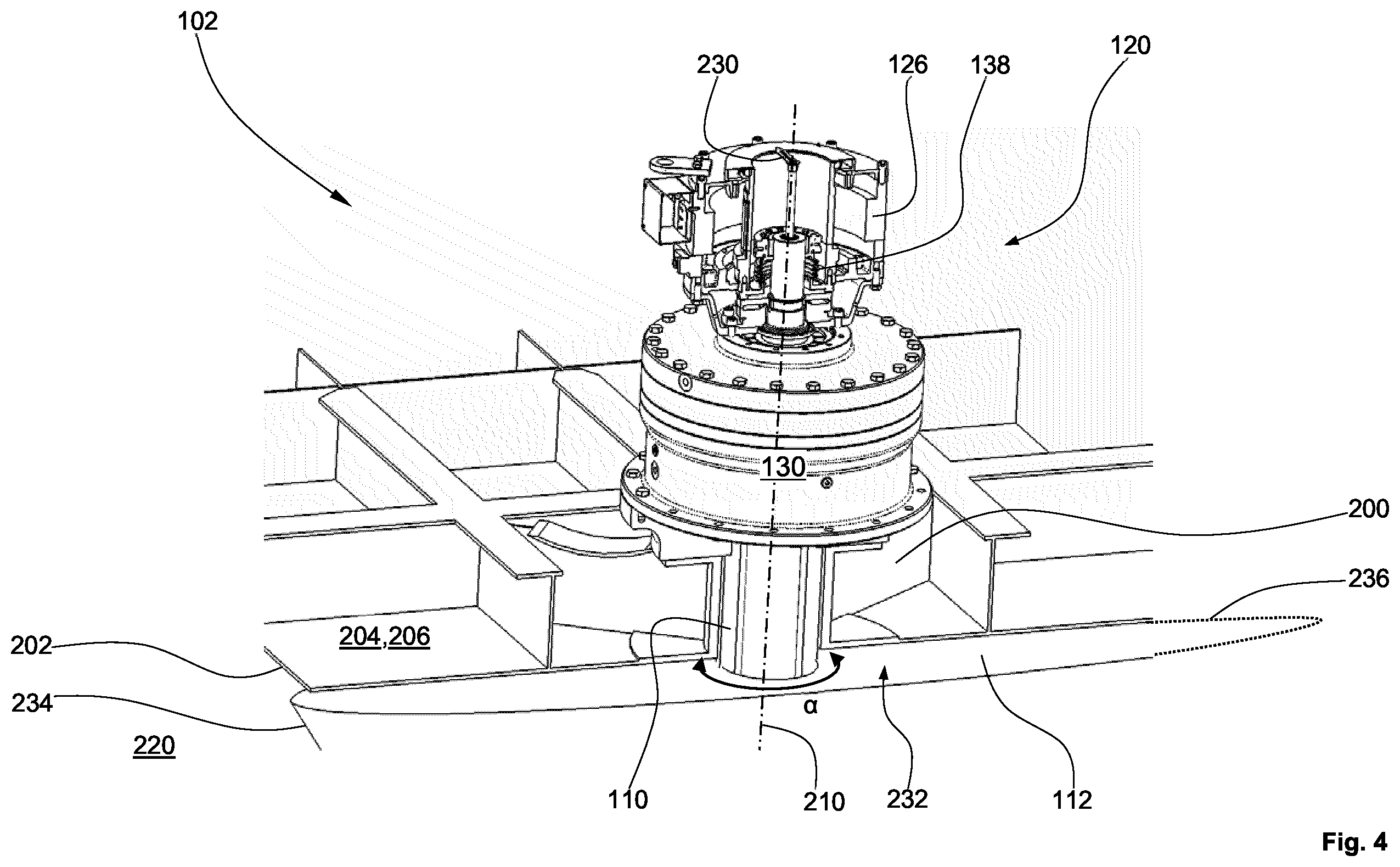 Patent US12612137 Figure 4 – Device for the roll stabilizing of a watercraft