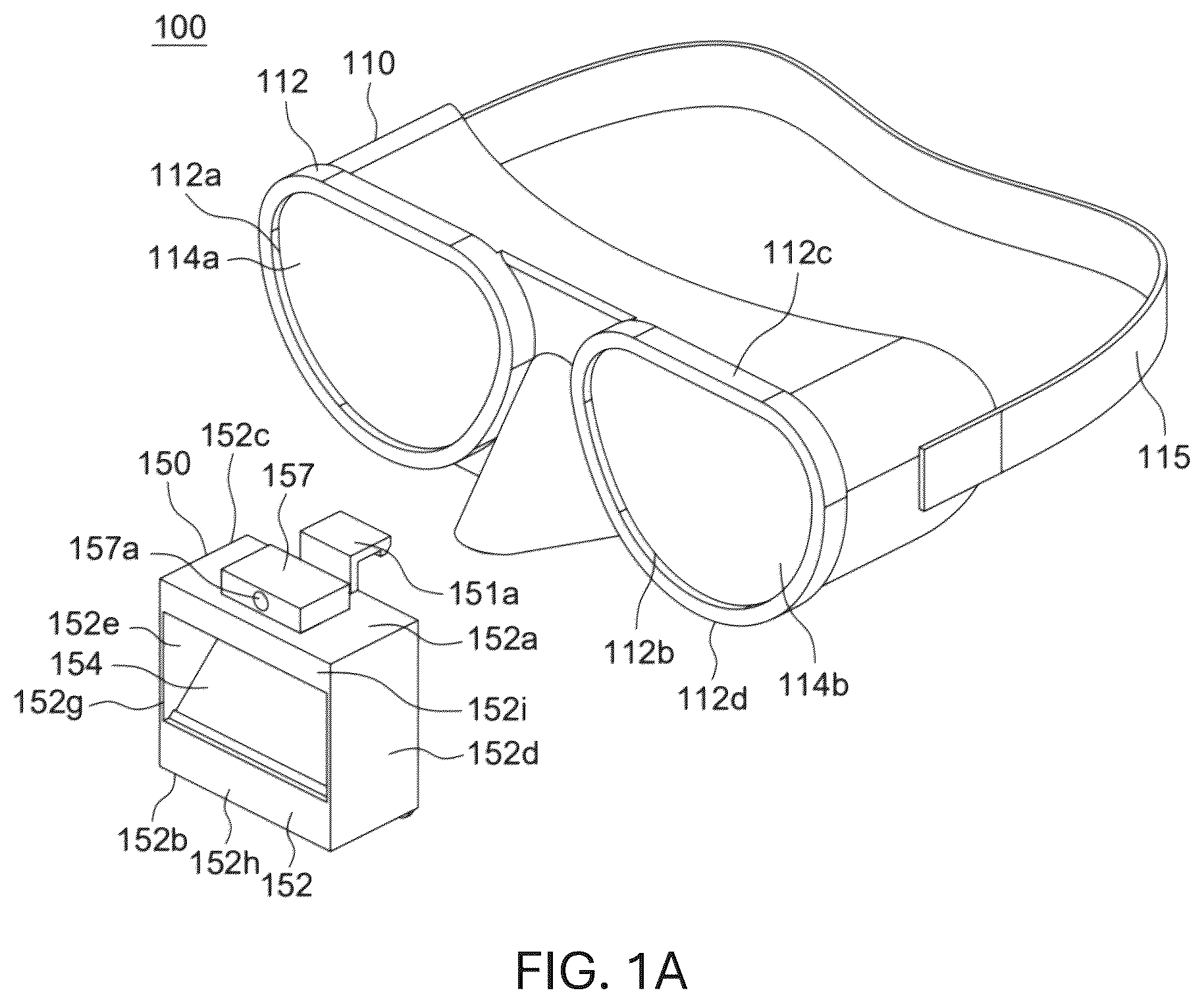 Patent US12612140 Figure 1 – Head-mounted device and imaging projection module therefor