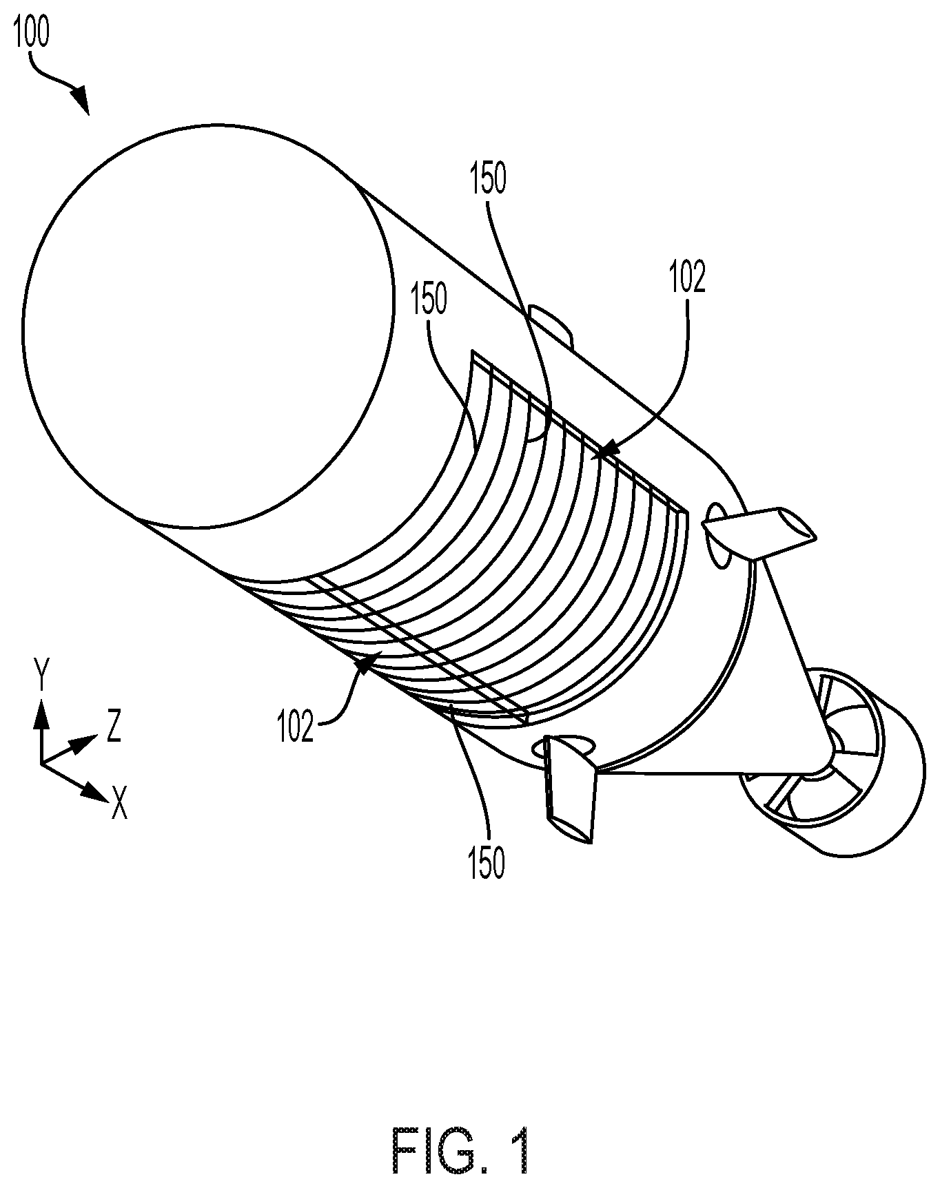 Patent US12612141 Figure 1 – Material-actuated launch and recovery doors