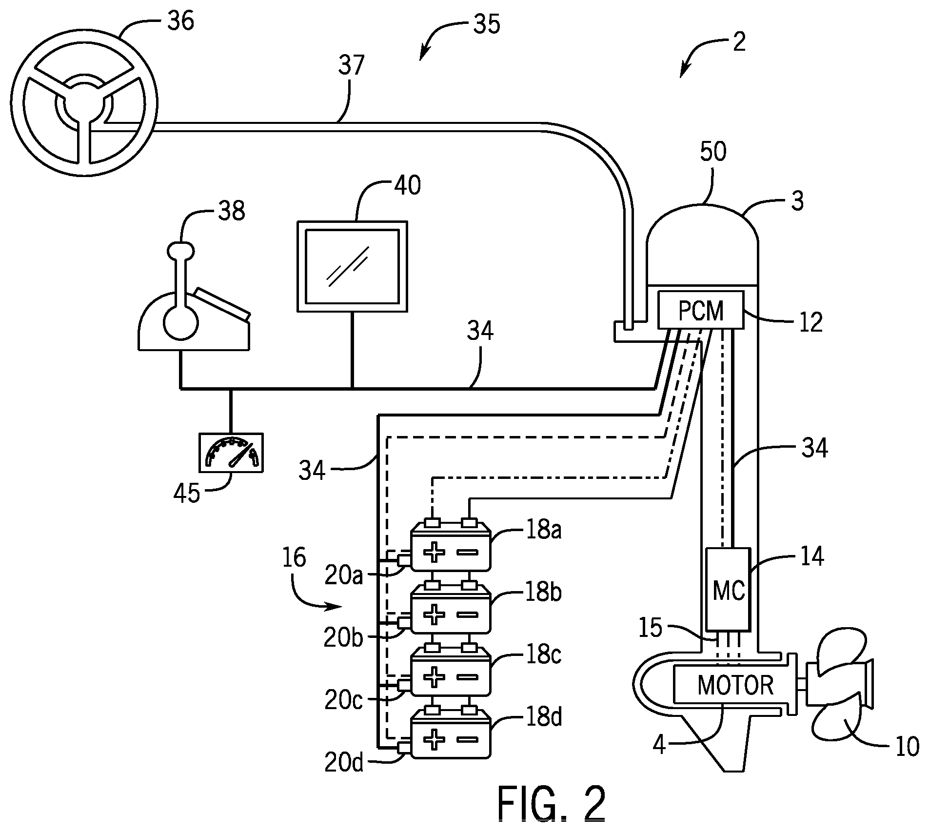 Patent US12612144 Figure 2 – Electric marine propulsion system and control method